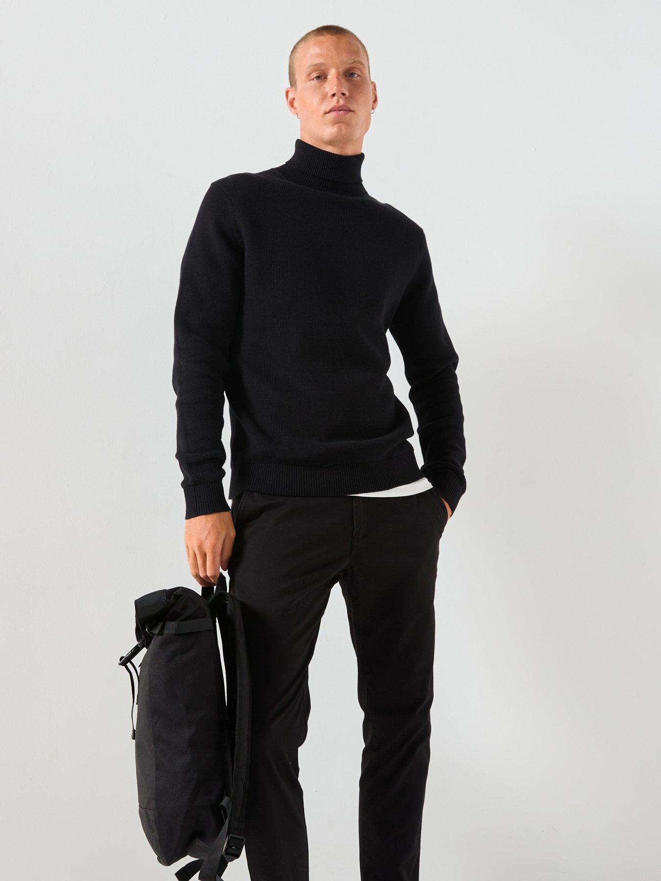 Image 3 of 6 of Selected Homme Dane Long Sleeve Roll Neck Knitted Jumper - Black
