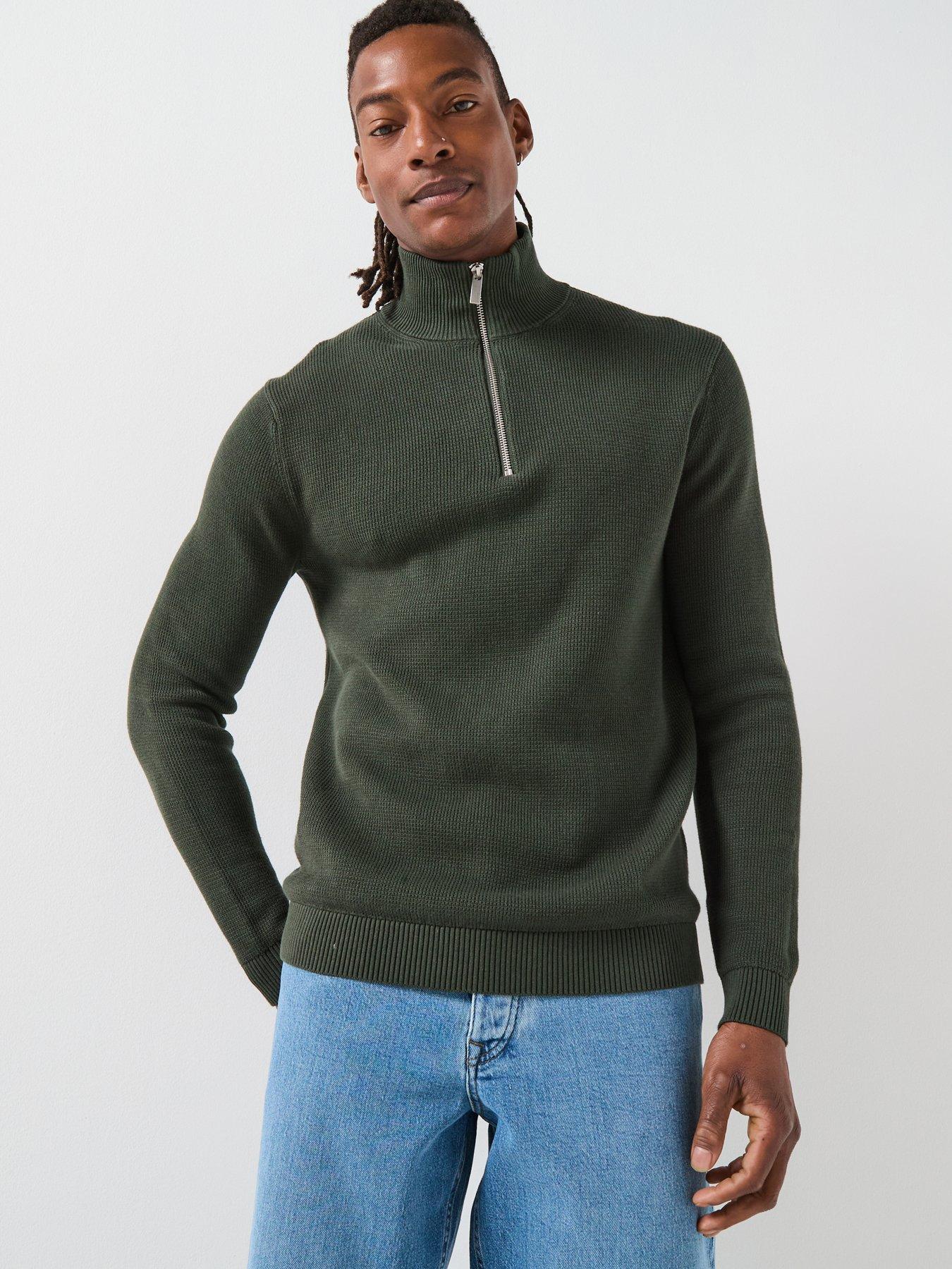  image of selected-selected-dane-long-sleeve-hlaf-zip-knitted-jumper