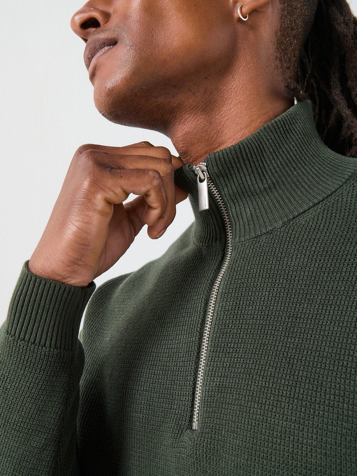  image of selected-selected-dane-long-sleeve-hlaf-zip-knitted-jumper