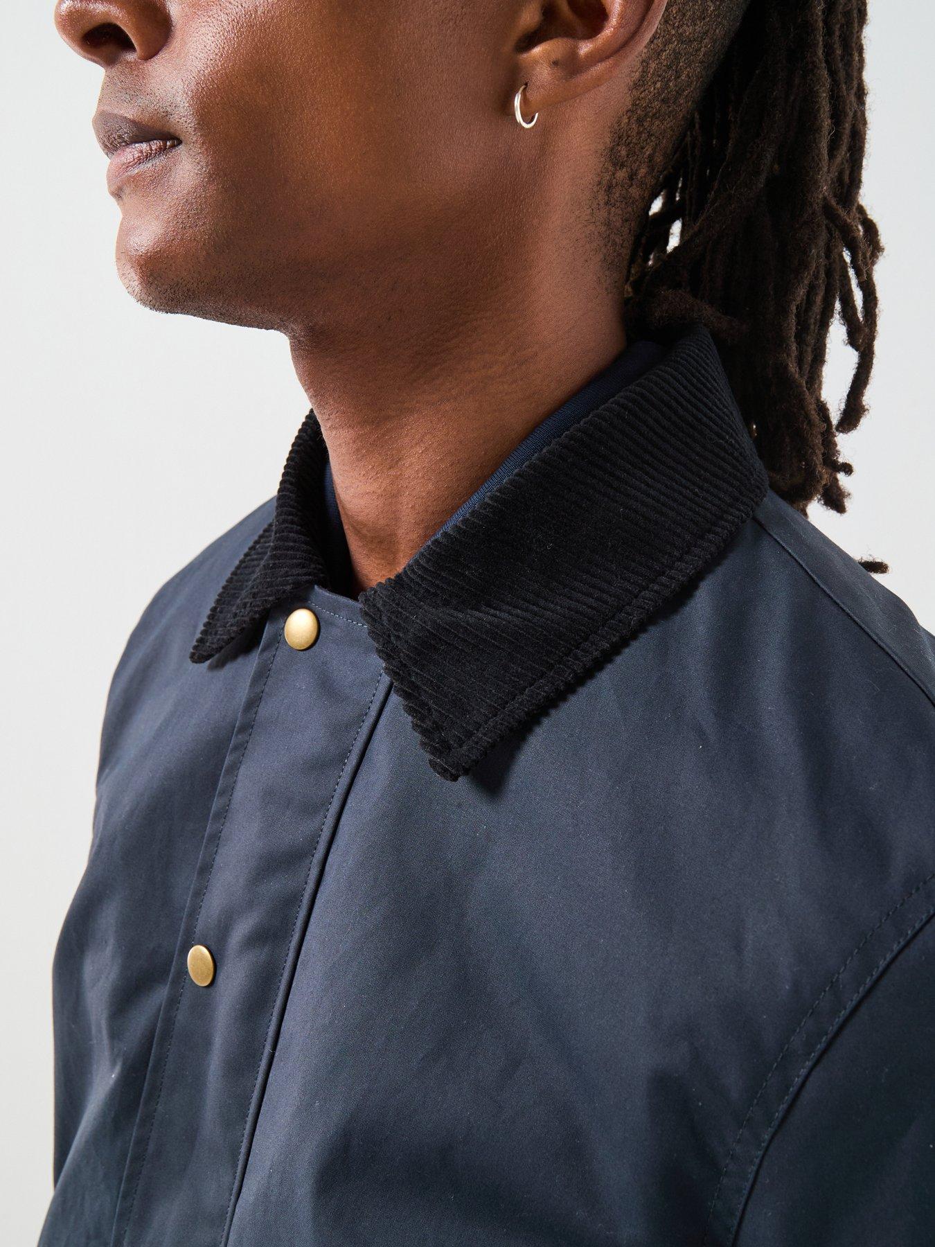  image of selected-homme-walter-waxed-cotton-jacket-navy