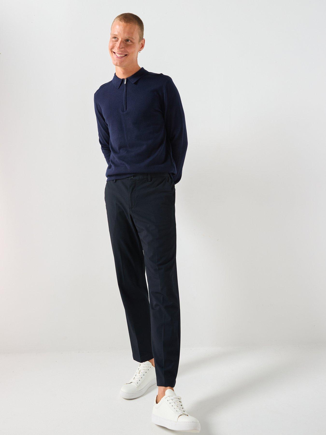 Image 3 of 6 of Selected Homme Berg Long Sleeve Half Zip Knitted Polo Shirt - Navy