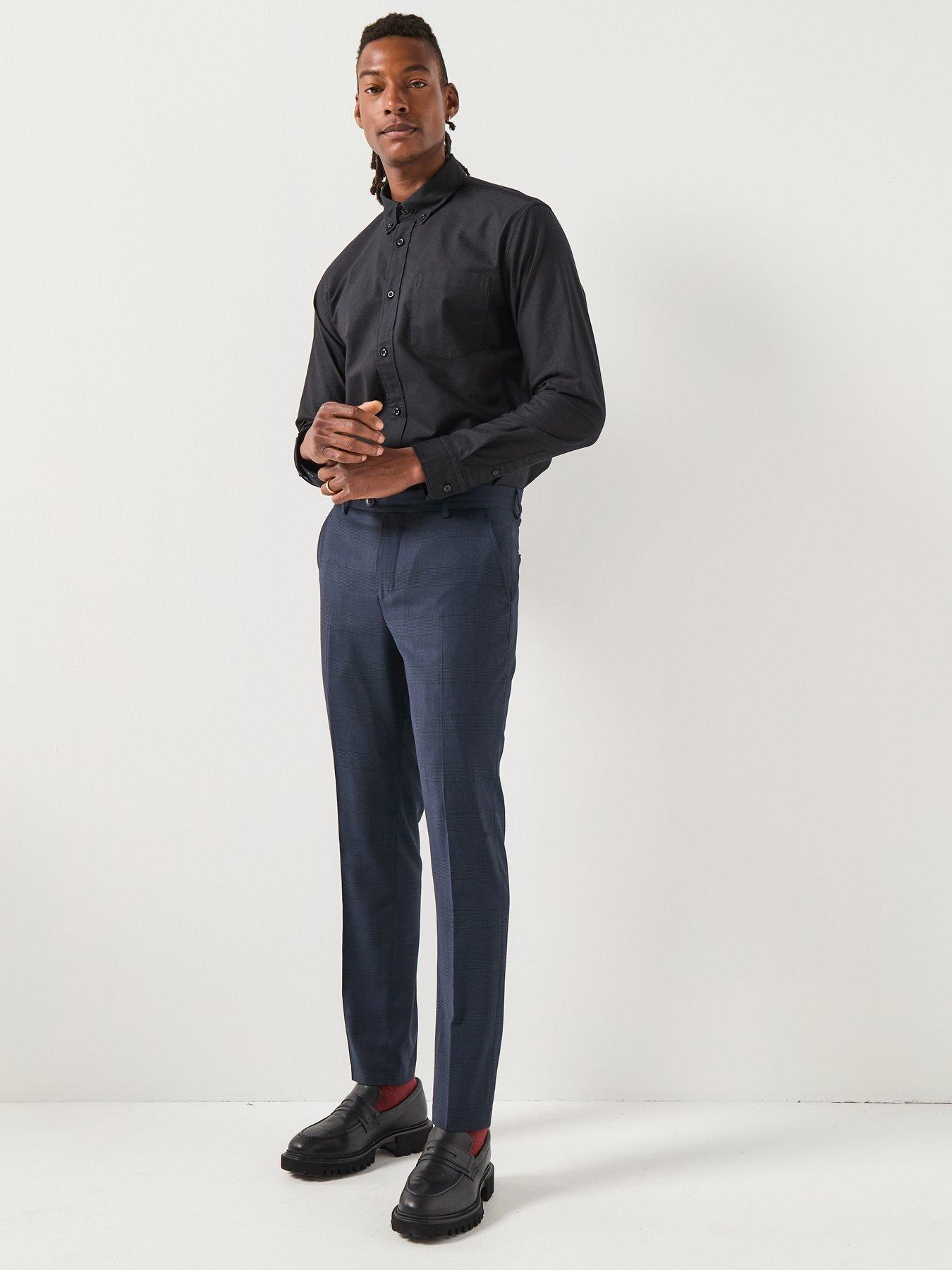  image of selected-homme-grick-long-sleeve-plain-oxford-shirt-black