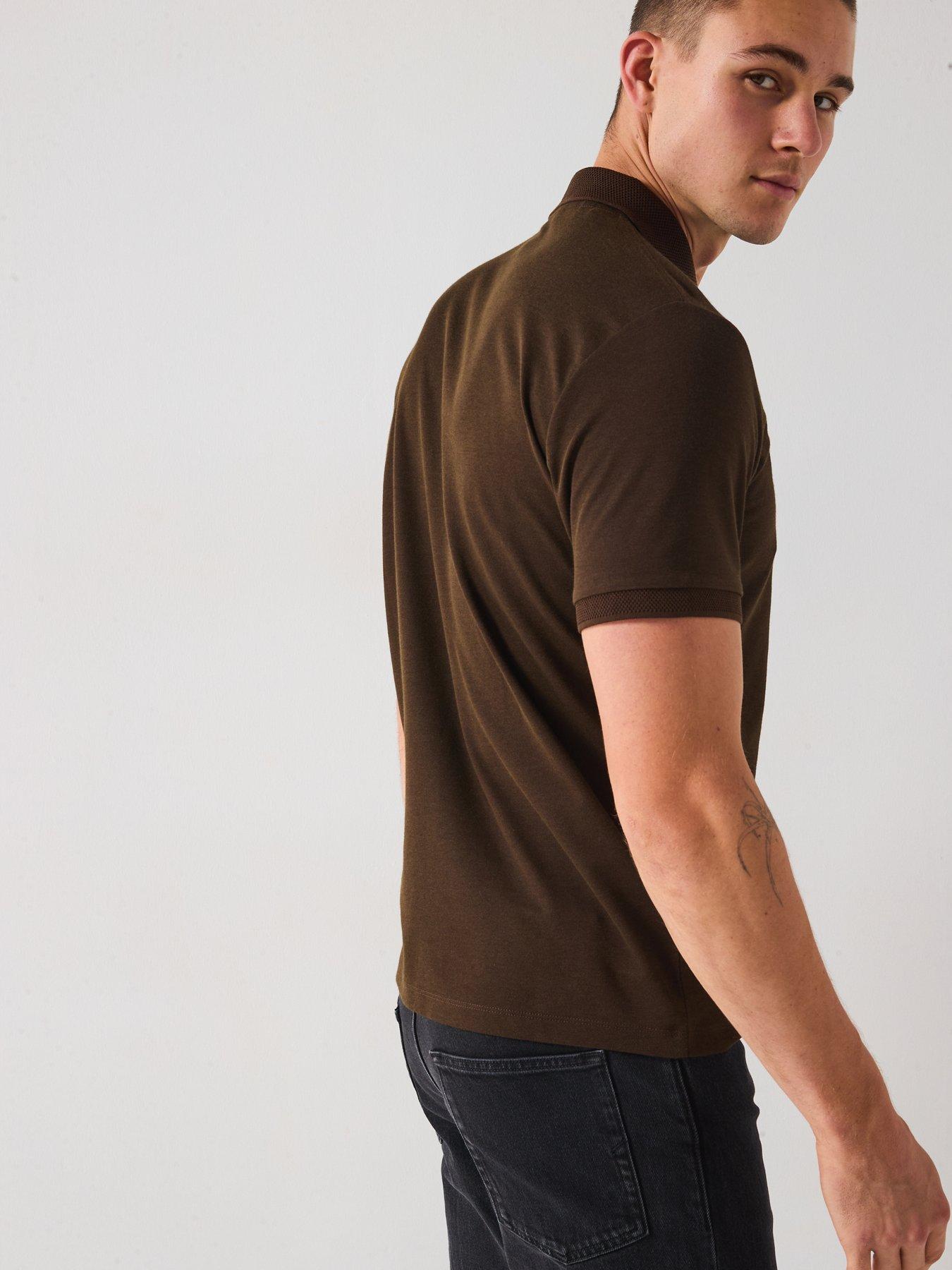 Image 6 of 6 of Selected Homme Fave Zip Polo Shirt - Brown
