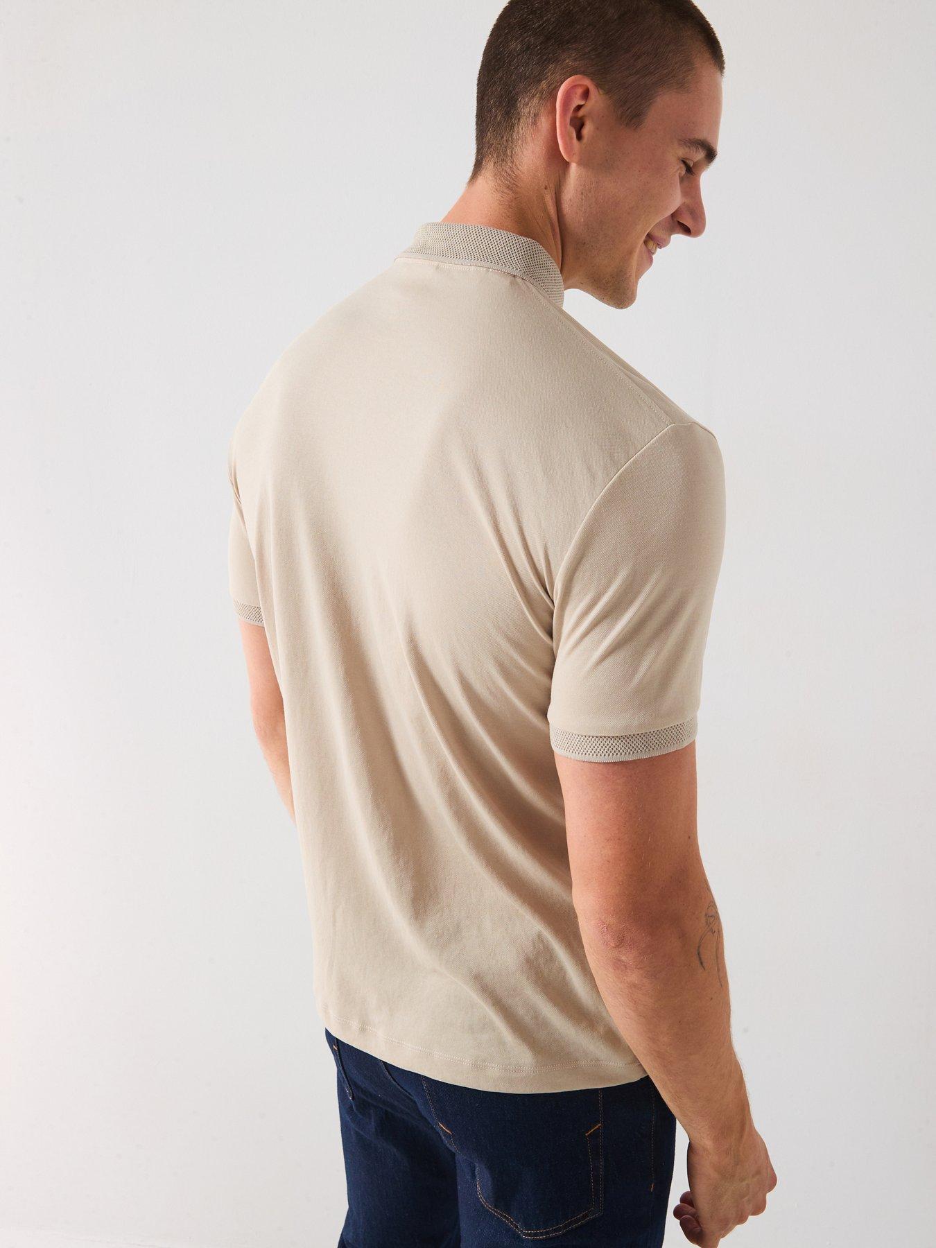 Image 2 of 6 of Selected Homme Fave Zip Polo Shirt - Beige