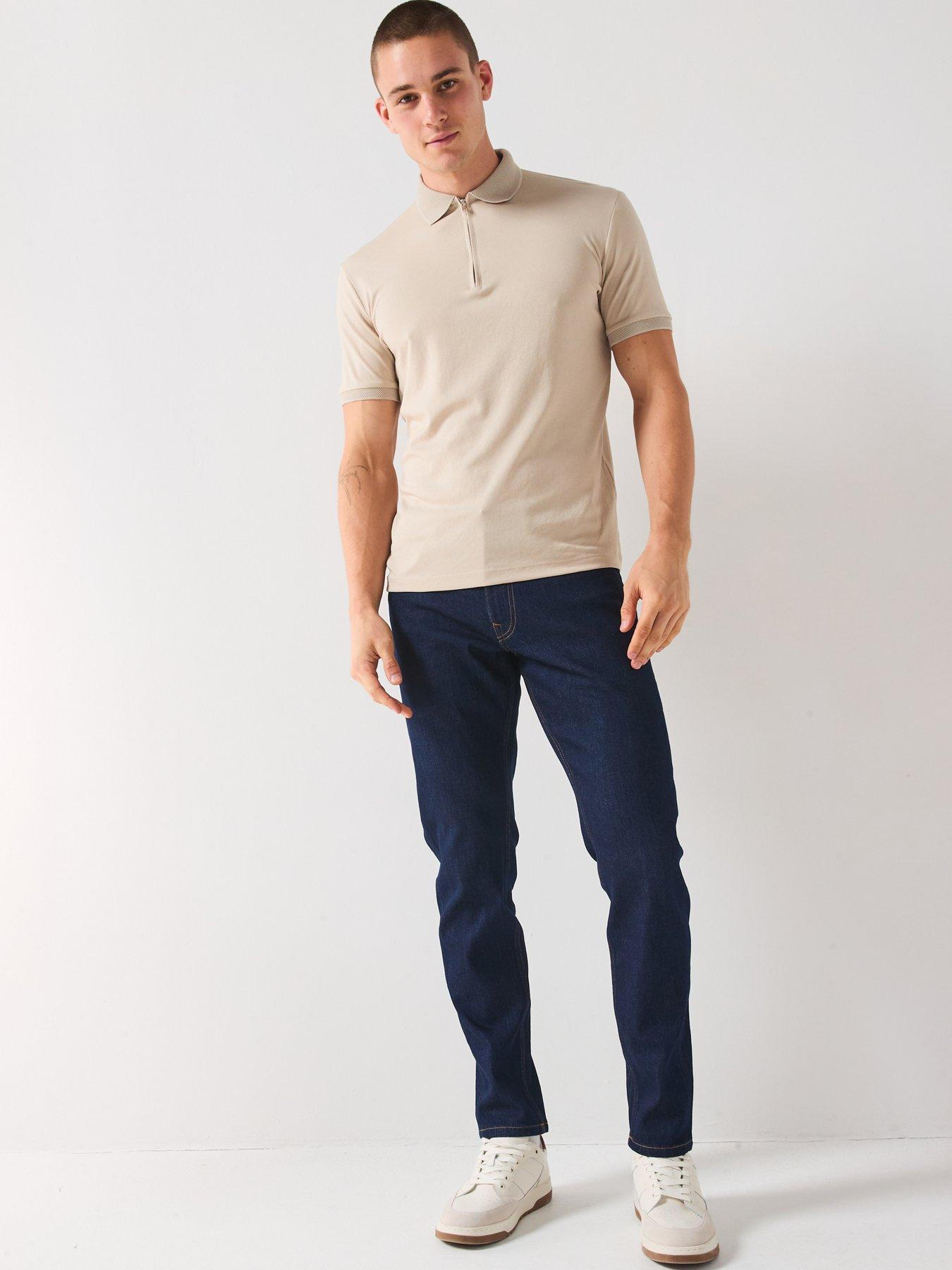 Image 3 of 6 of Selected Homme Fave Zip Polo Shirt - Beige
