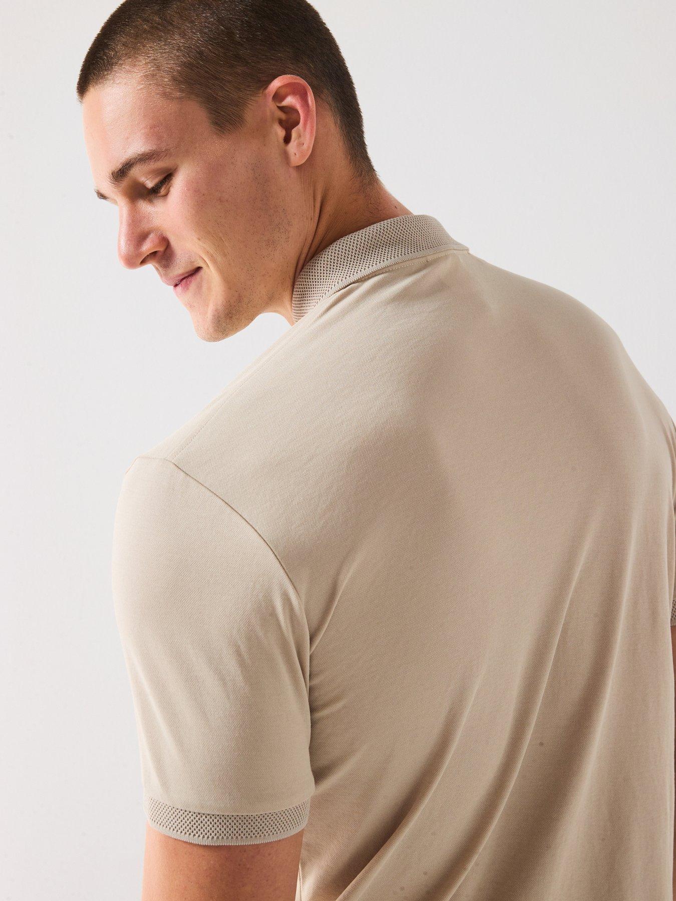 Image 4 of 6 of Selected Homme Fave Zip Polo Shirt - Beige