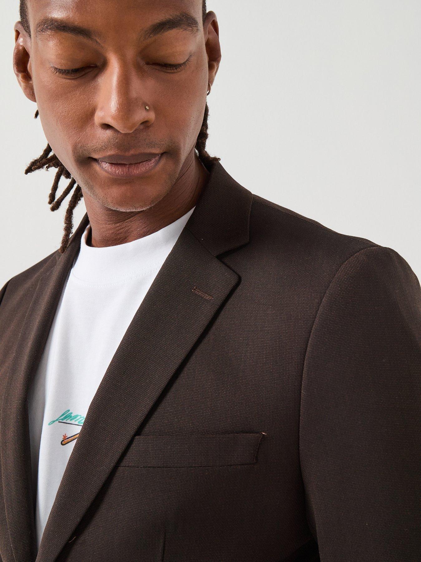  image of selected-homme-neil-slim-fit-blazer-suit-jacket-brown