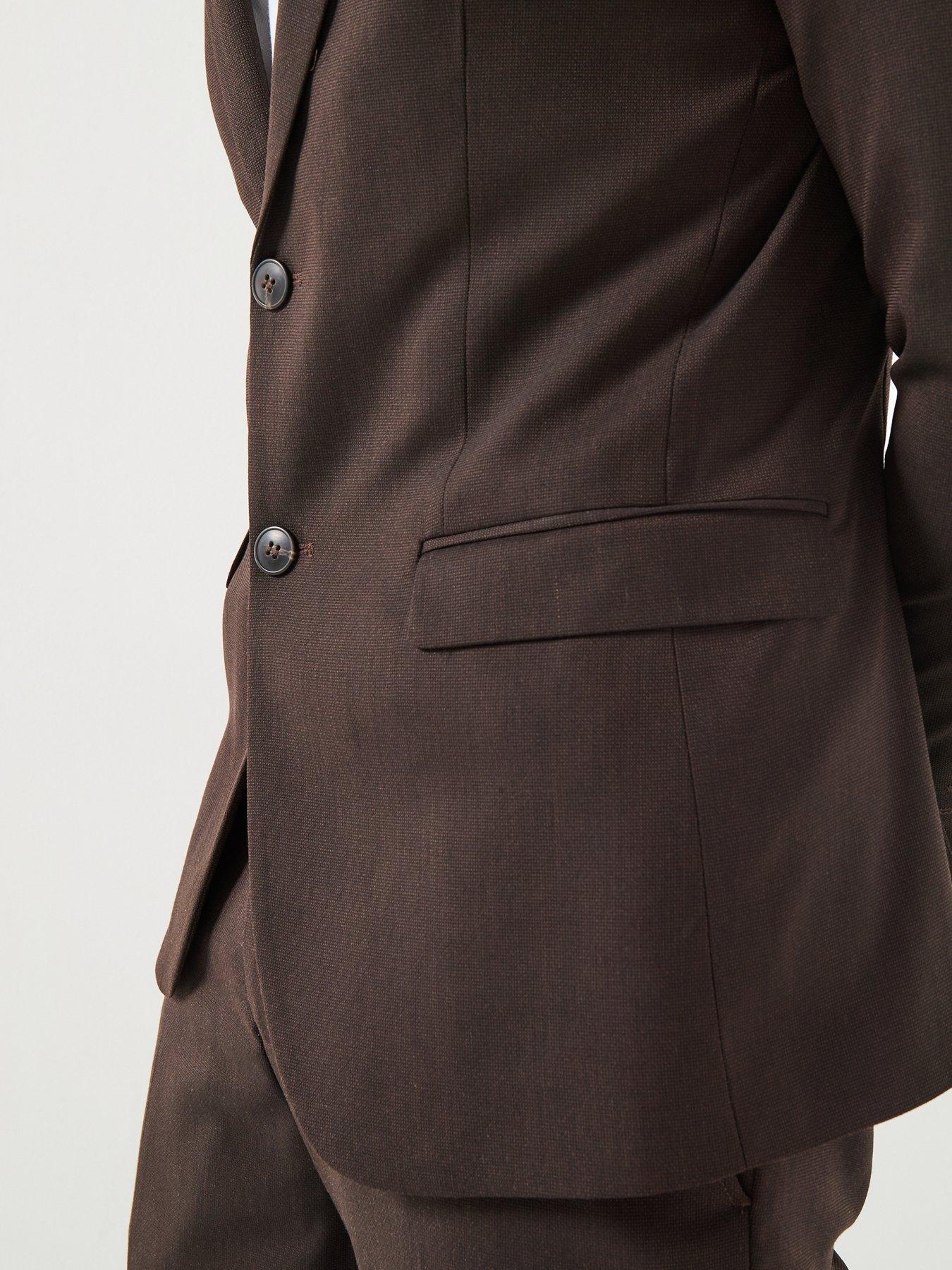  image of selected-homme-neil-slim-fit-blazer-suit-jacket-brown
