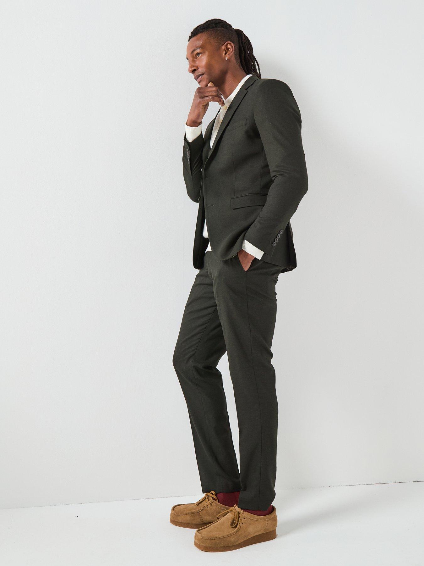  image of selected-homme-neil-slim-fit-suit-trousers-dark-green