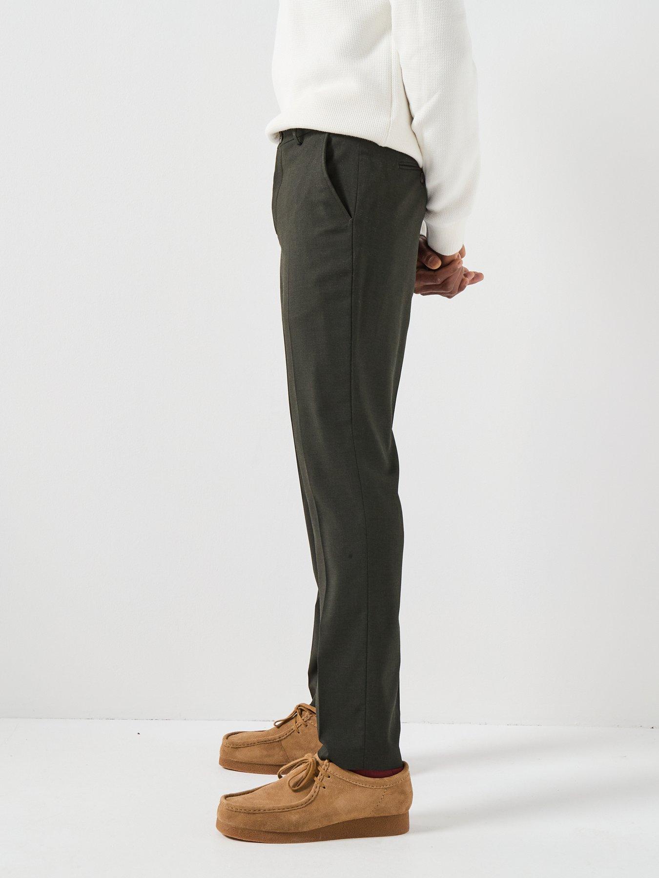  image of selected-homme-neil-slim-fit-suit-trousers-dark-green