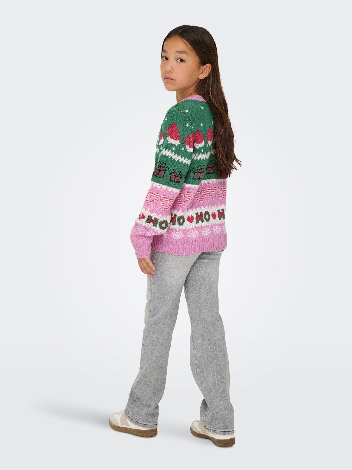  image of only-kids-girls-christmas-knitted-jumper-multi