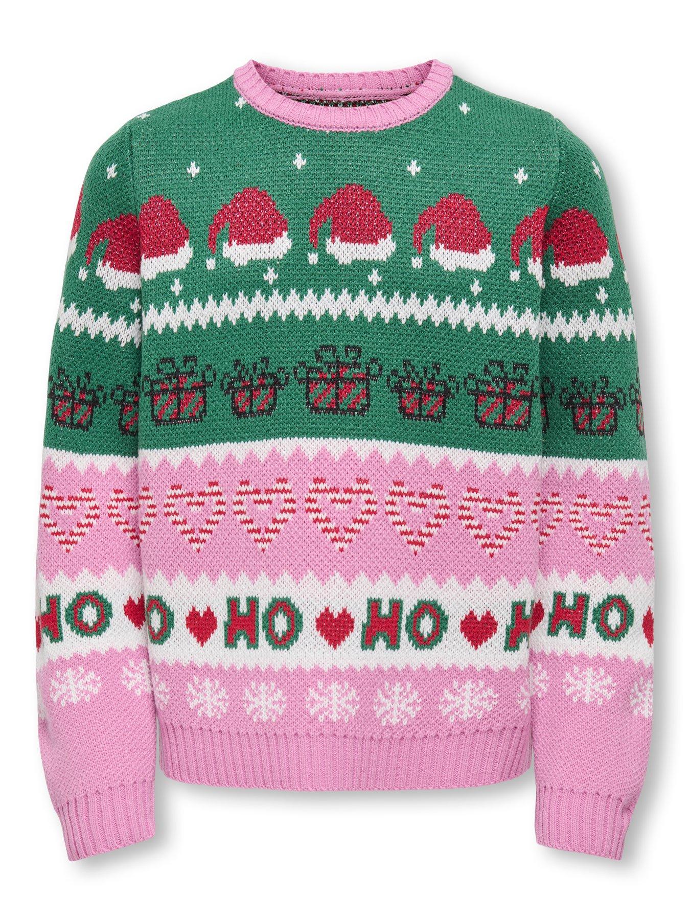  image of only-kids-girls-christmas-knitted-jumper-multi