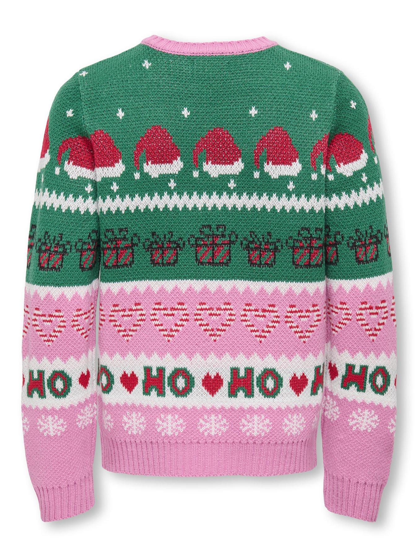  image of only-kids-girls-christmas-knitted-jumper-multi