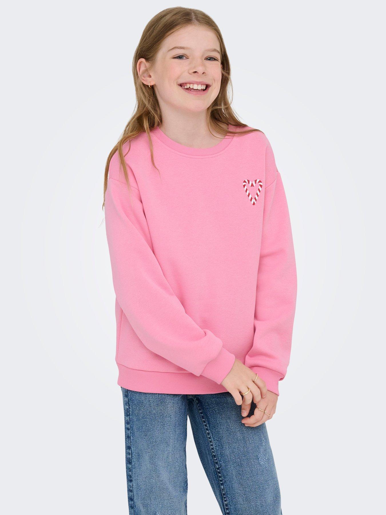 Only Kids Girls Holly Jolly Christmas Back Print Sweat - Pink