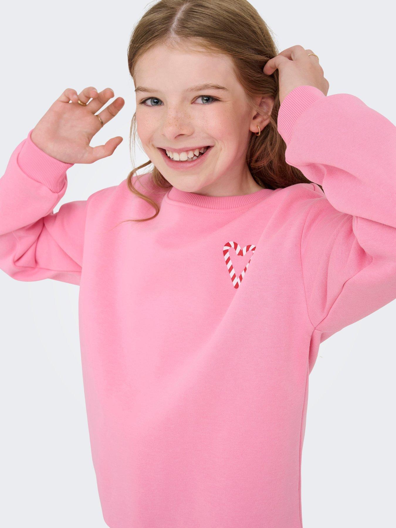  image of only-kids-girls-holly-jolly-christmas-back-print-sweat-pink