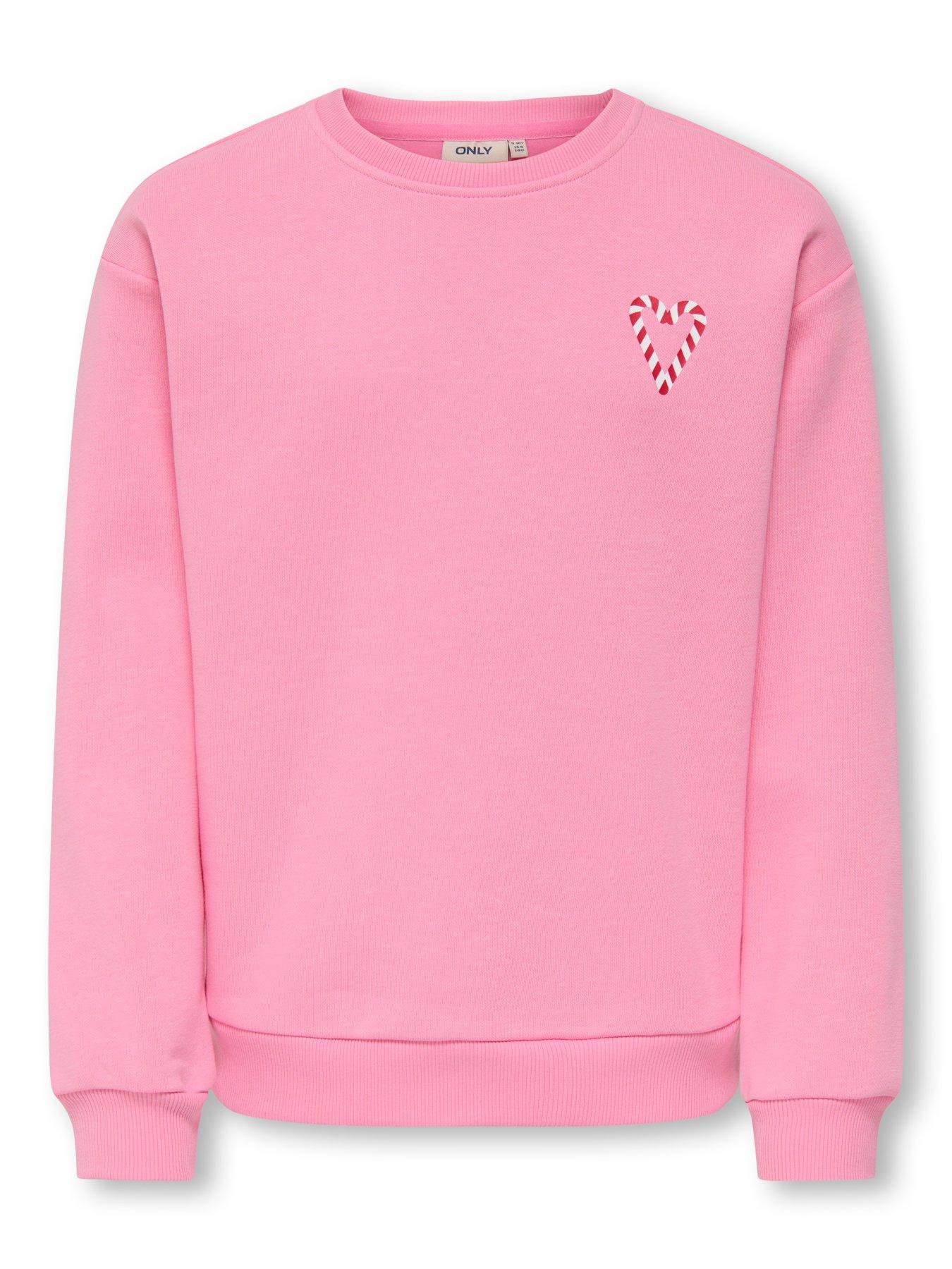  image of only-kids-girls-holly-jolly-christmas-back-print-sweat-pink