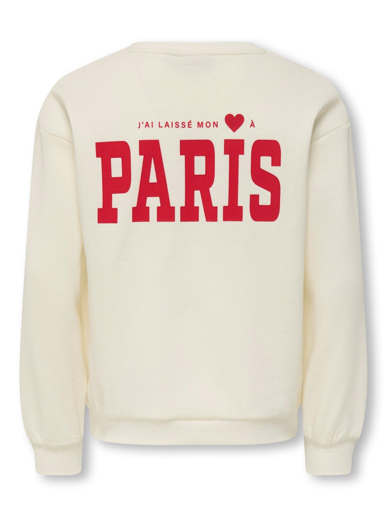 undefined Girls Paris Back Print Sweatshirt - Cream