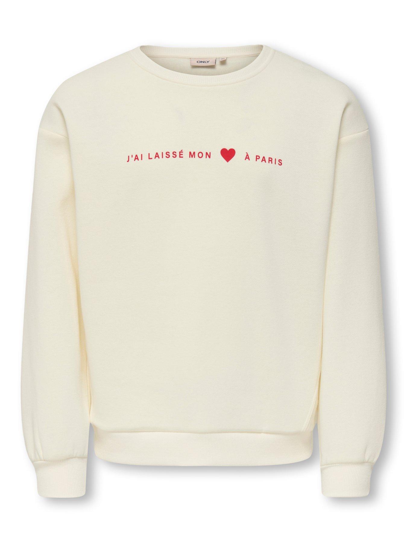 Image 3 of 4 of Only Kids Girls Paris Back Print Sweatshirt - Cream