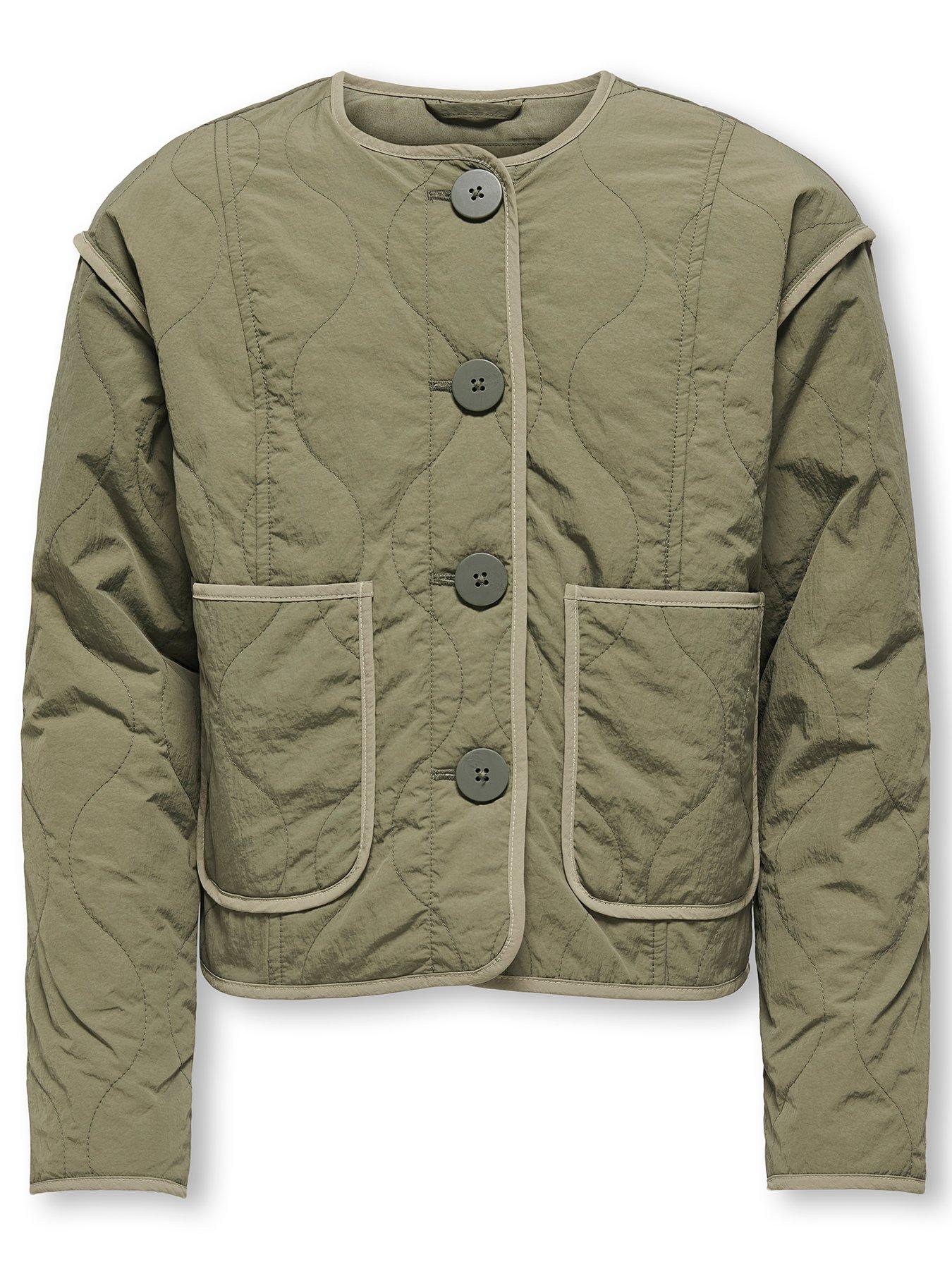 front image of only-kids-girls-quilted-jacket-green