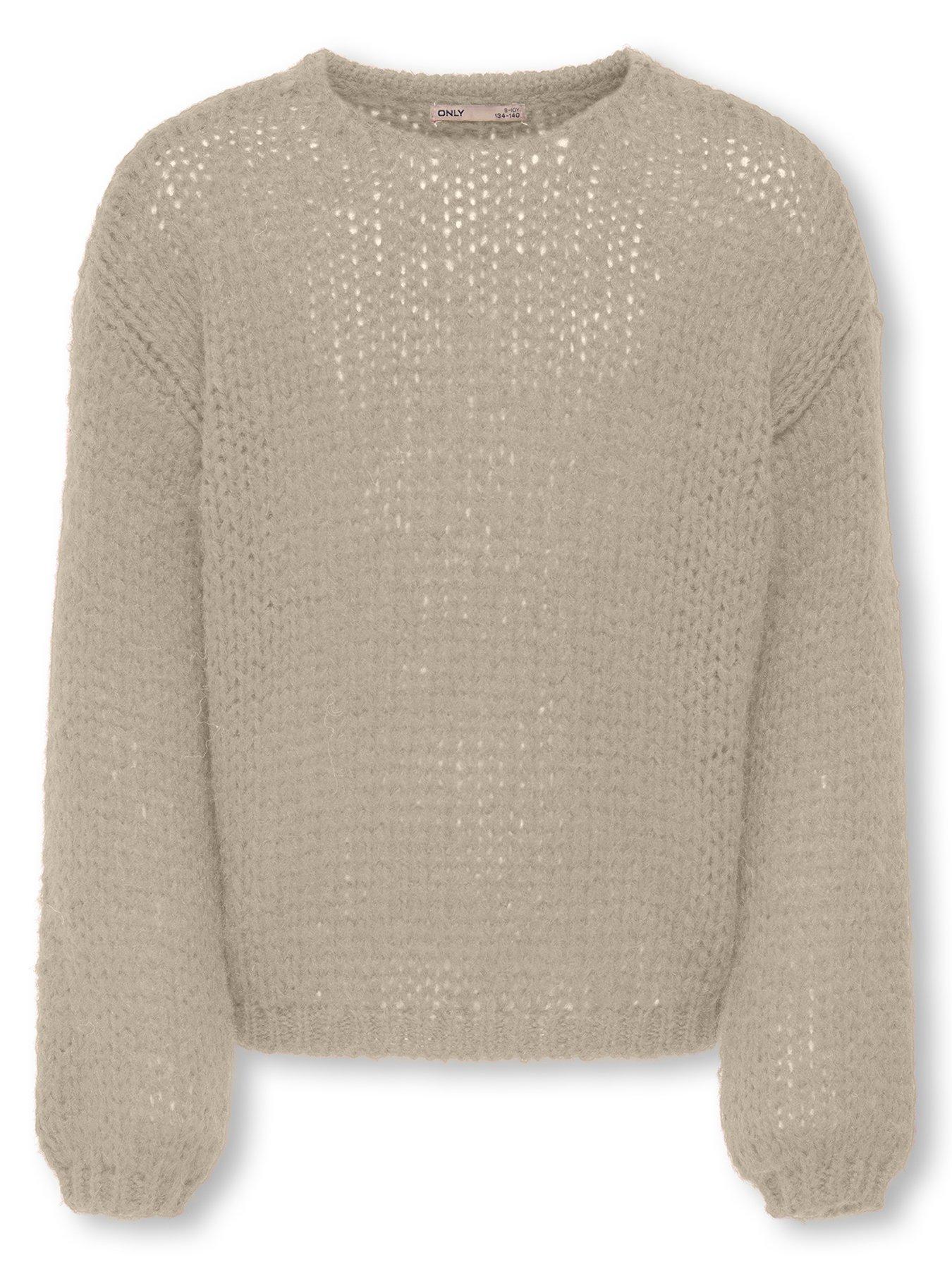 undefined Girls Loose Knitted Jumper - Cream