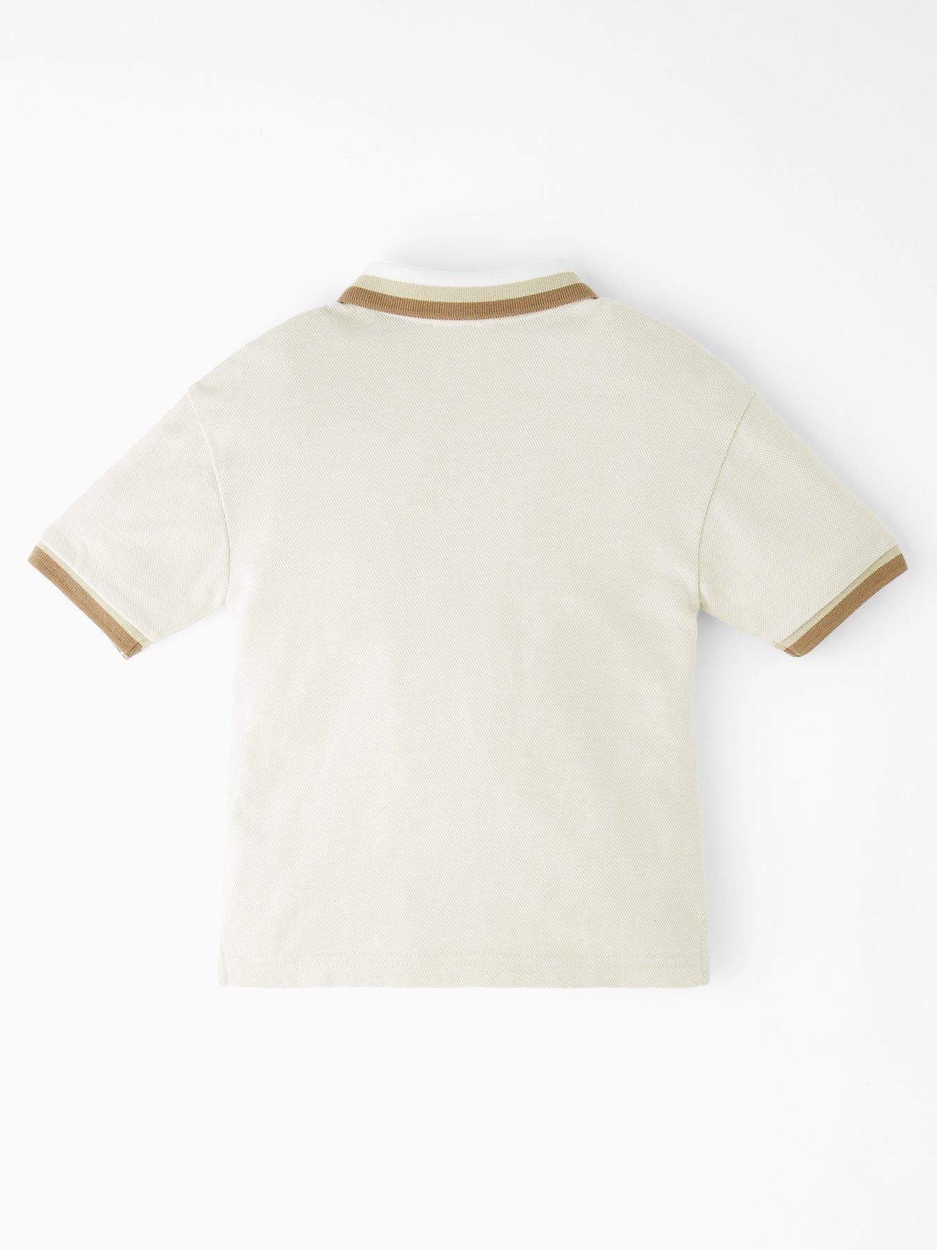 back image of the-very-collection-boys-tonal-textured-short-sleeve-polo-stone-beige