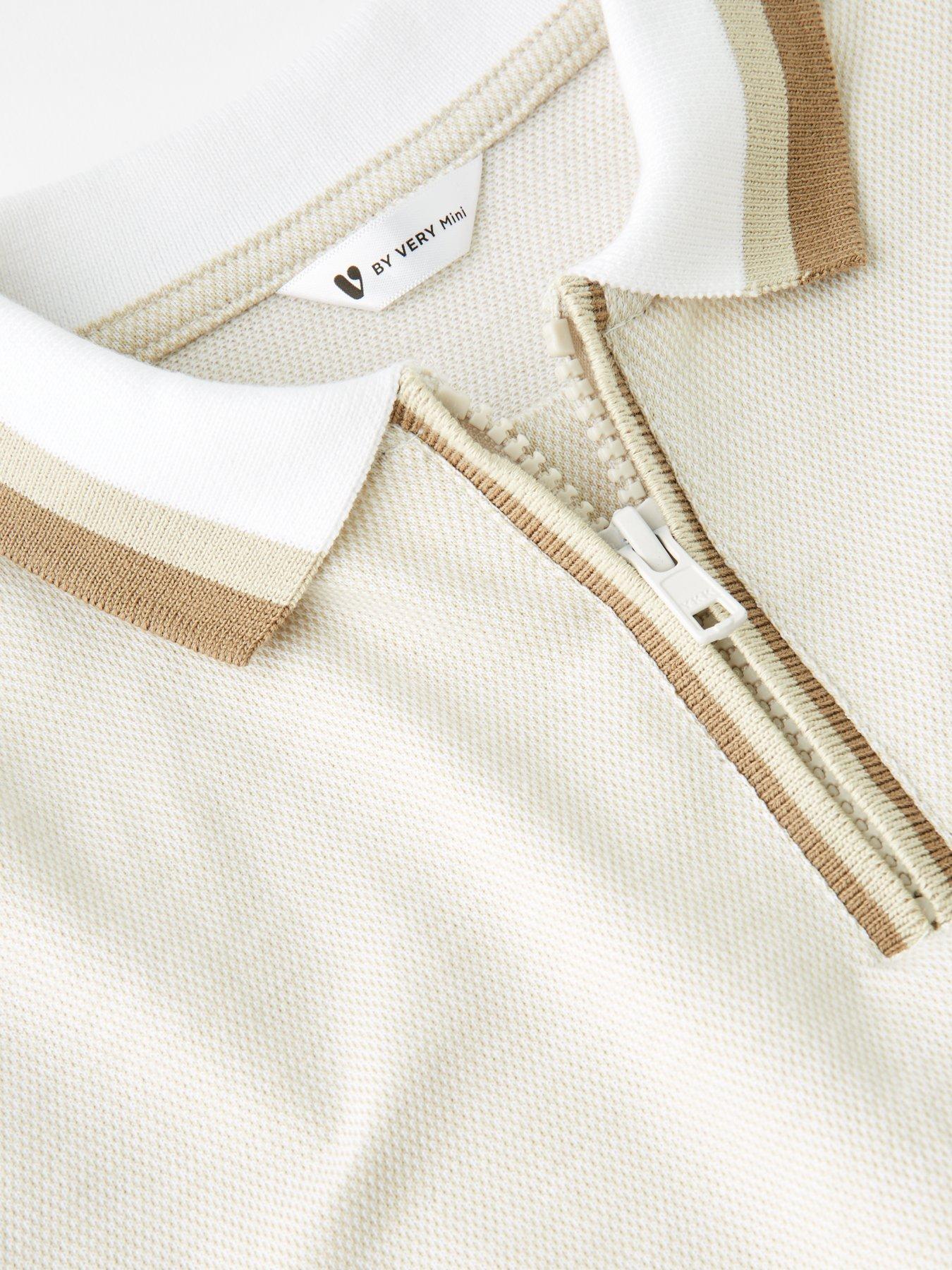  image of the-very-collection-boys-tonal-textured-short-sleeve-polo-stone-beige