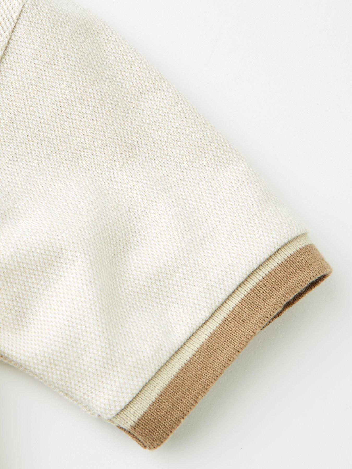 image of the-very-collection-boys-tonal-textured-short-sleeve-polo-stone-beige