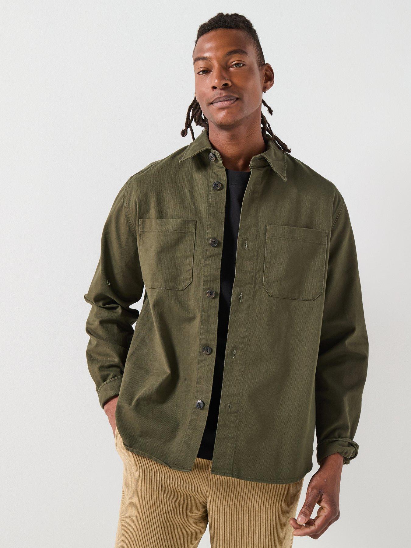  image of selected-travis-twill-over-shirt-dark-green