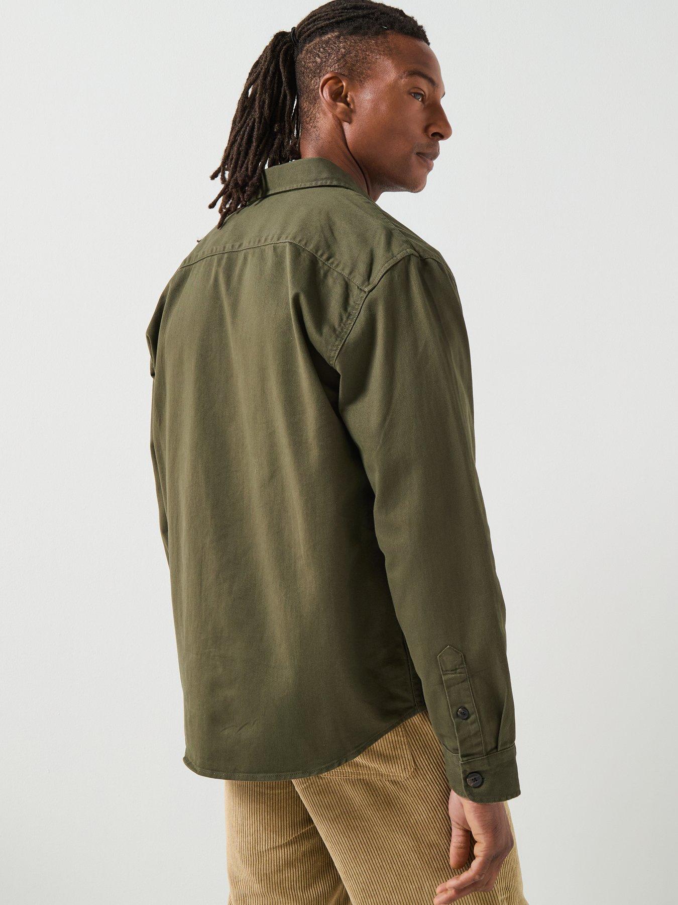  image of selected-travis-twill-over-shirt-dark-green