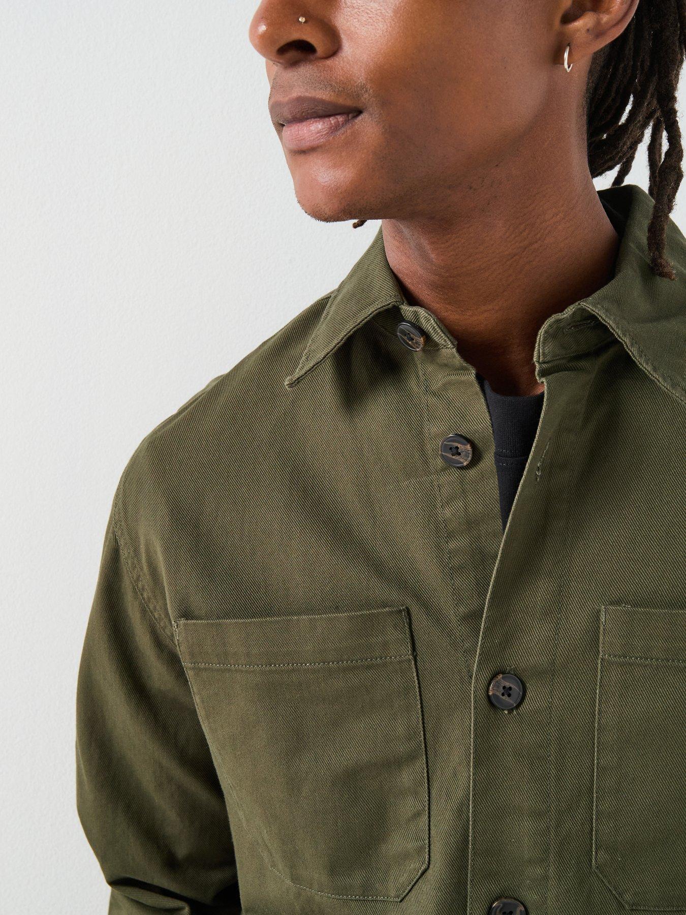  image of selected-travis-twill-over-shirt-dark-green