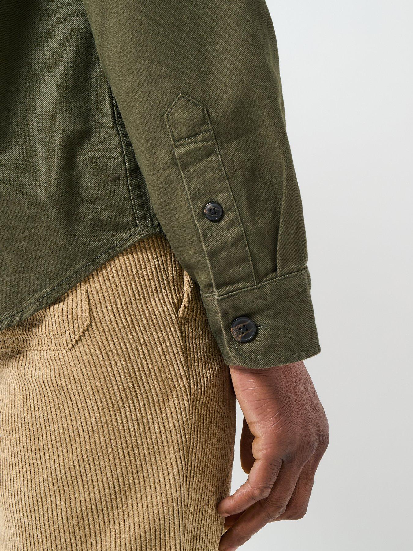  image of selected-travis-twill-over-shirt-dark-green