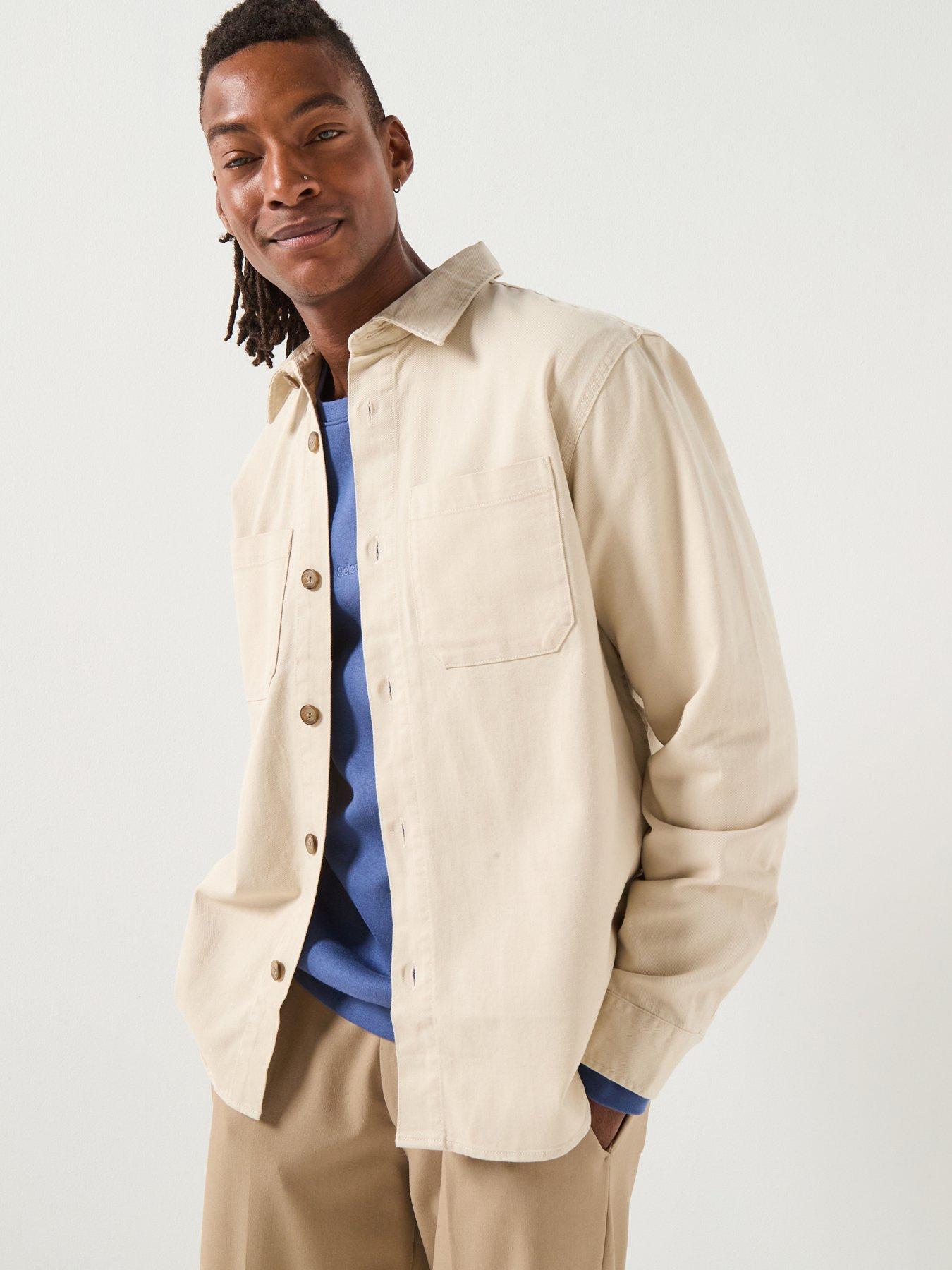  image of selected-homme-travis-twill-plain-over-shirt-beige