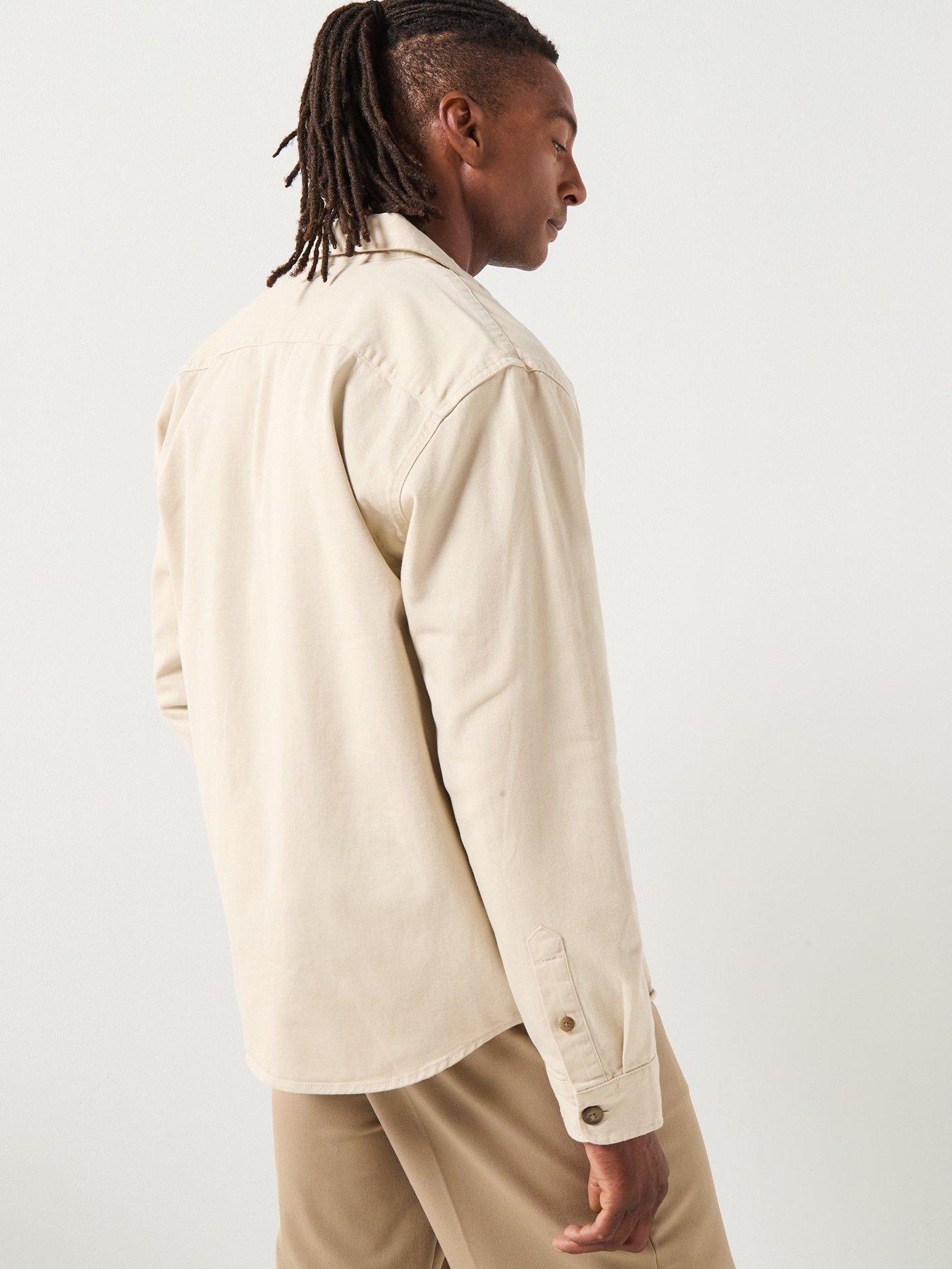 stillFront image of selected-travis-twill-plain-over-shirt-beige
