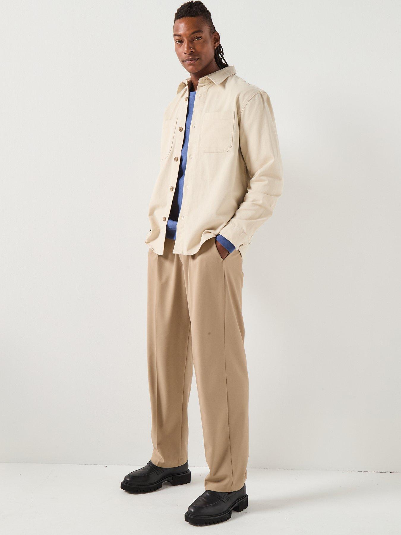  image of selected-homme-travis-twill-plain-over-shirt-beige