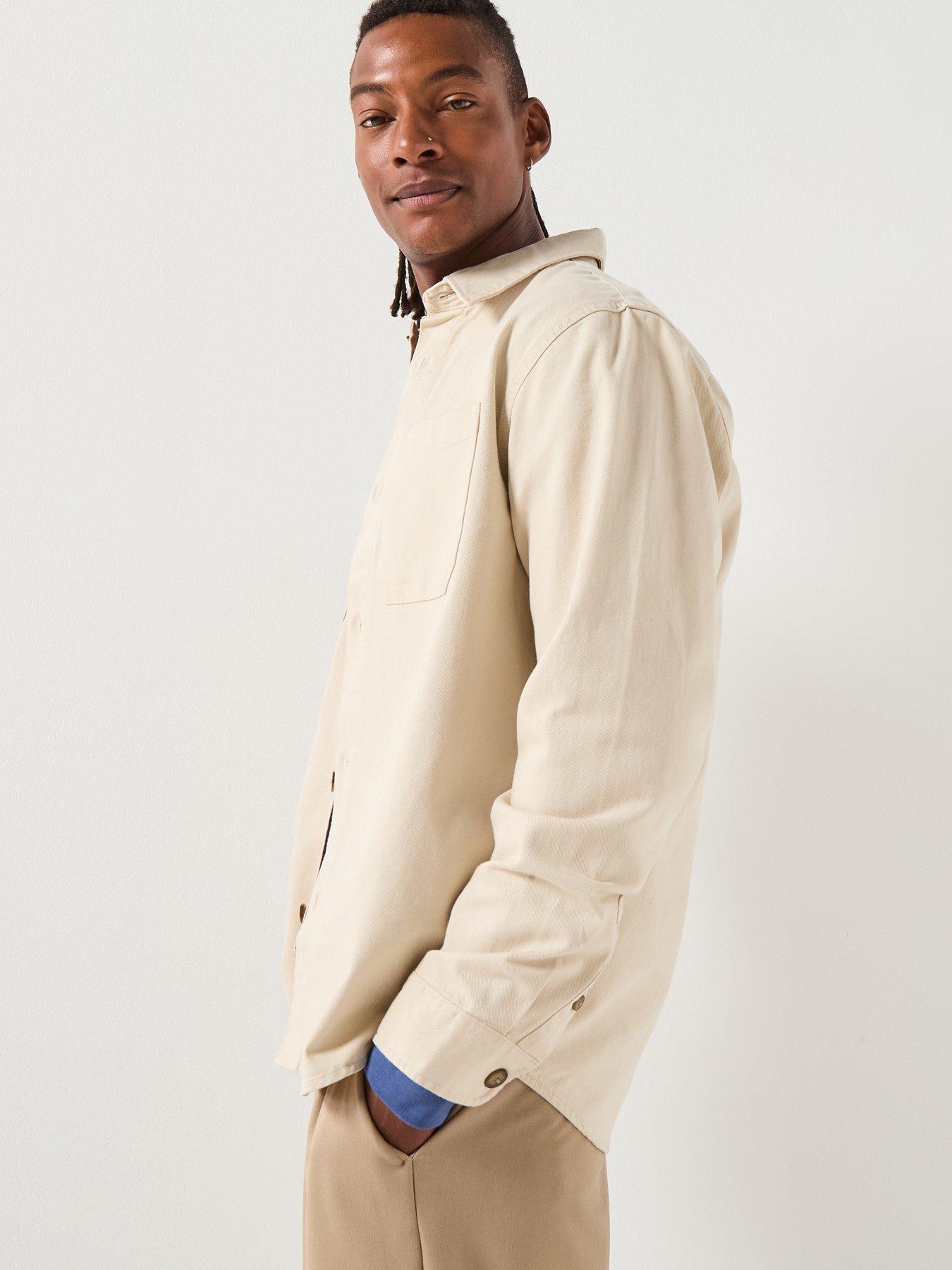  image of selected-homme-travis-twill-plain-over-shirt-beige