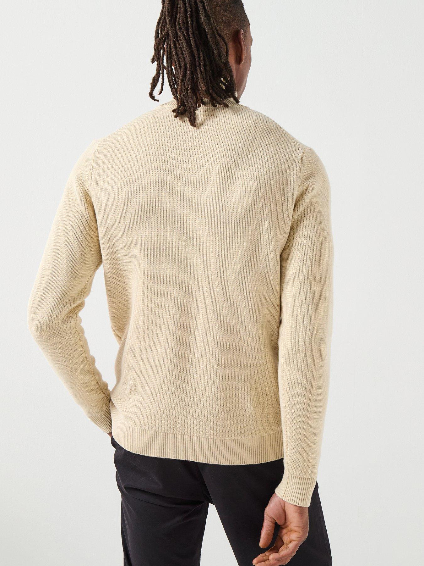 stillFront image of selected-homme-dane-half-zip-knitted-jumper-beige