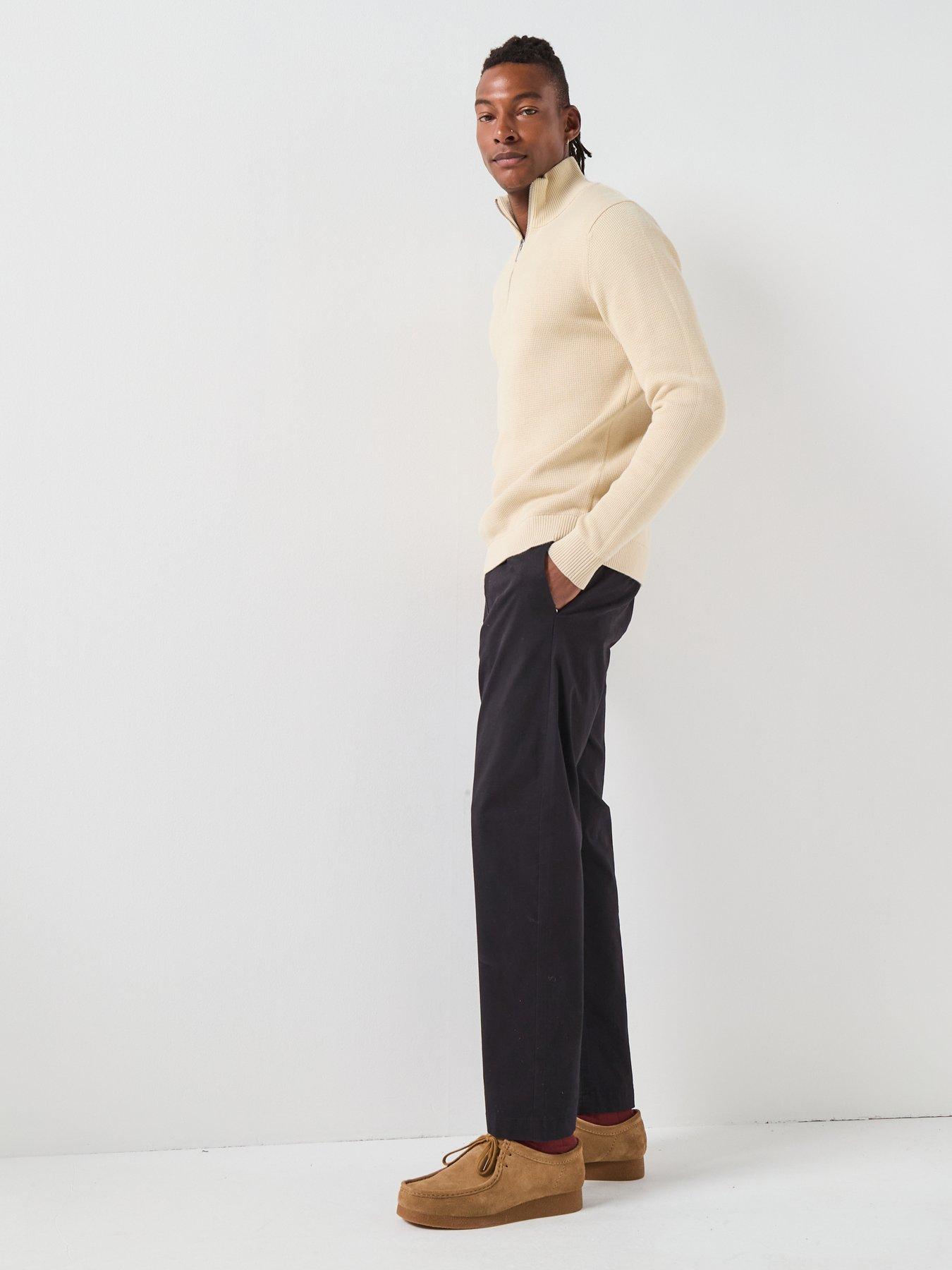  image of selected-homme-dane-half-zip-knitted-jumper-beige
