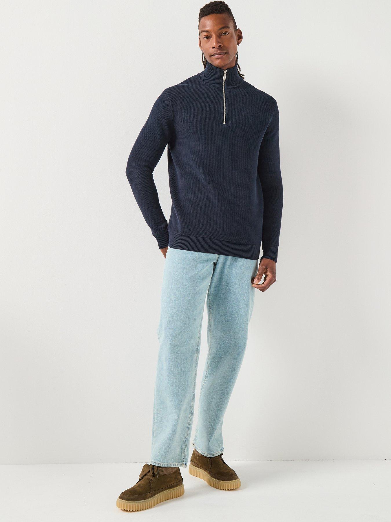  image of selected-homme-dane-half-zip-knitted-jumper-navy
