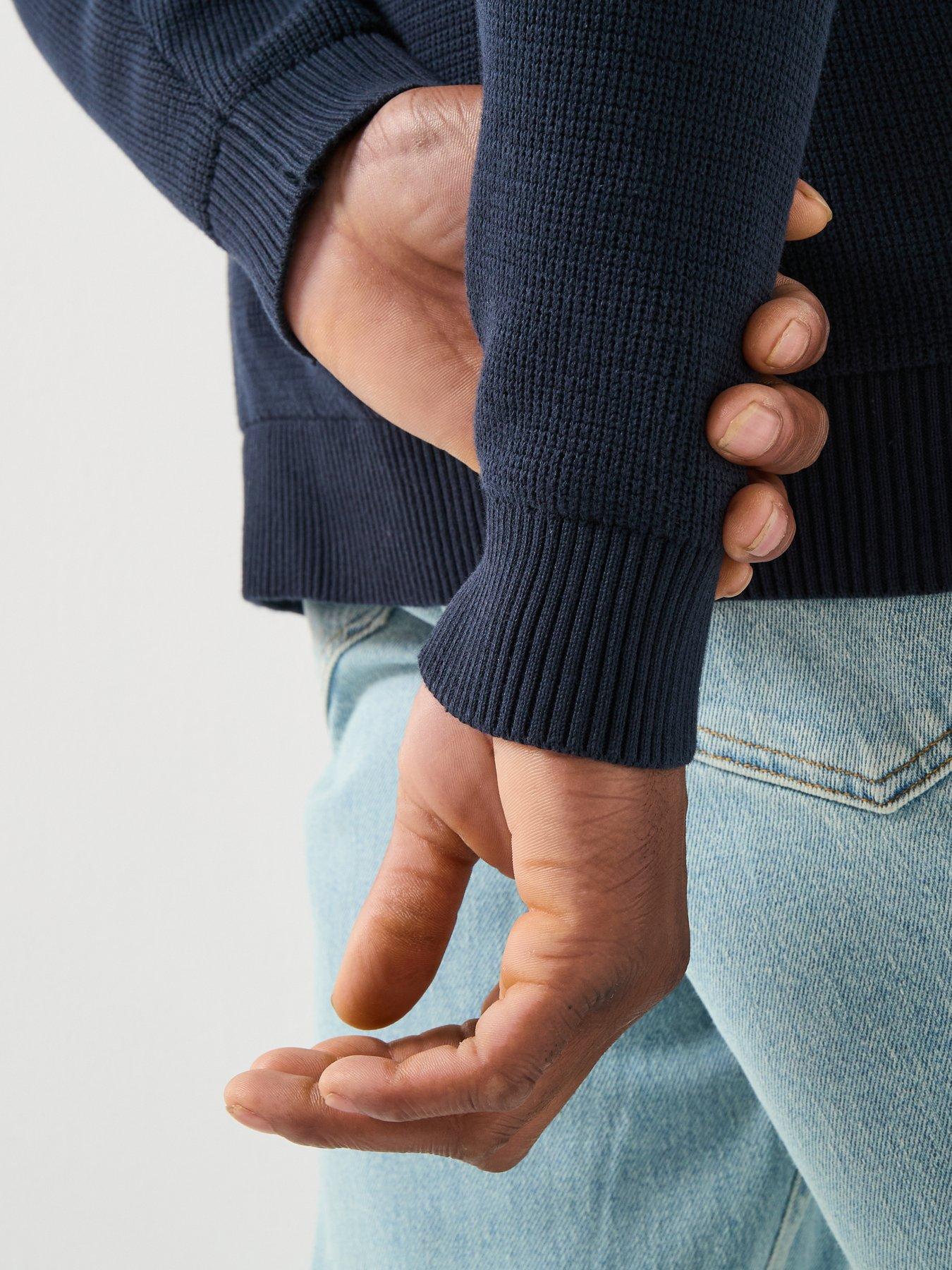  image of selected-homme-dane-half-zip-knitted-jumper-navy