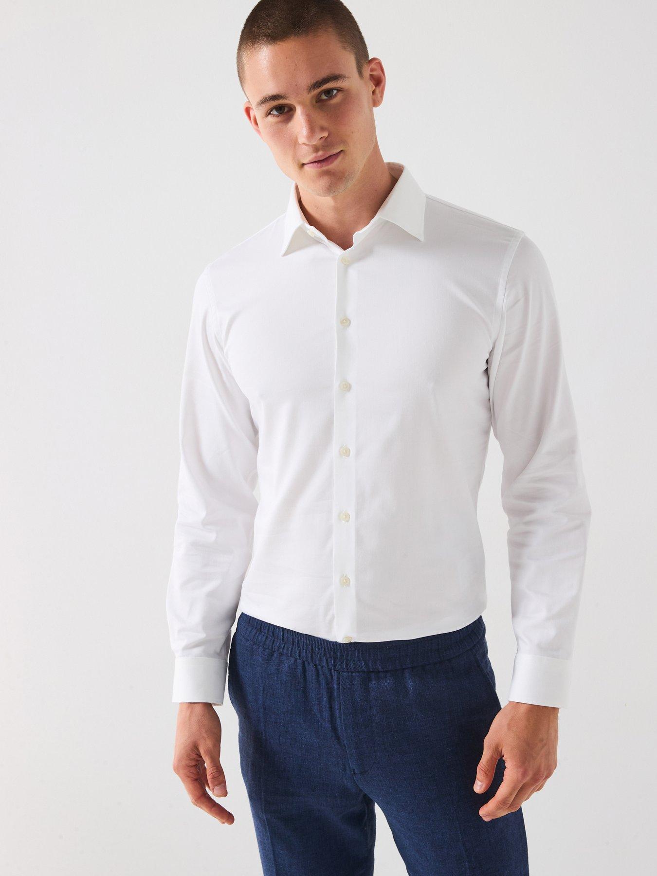 undefined Long Sleeve Slim Performance Shirt - White