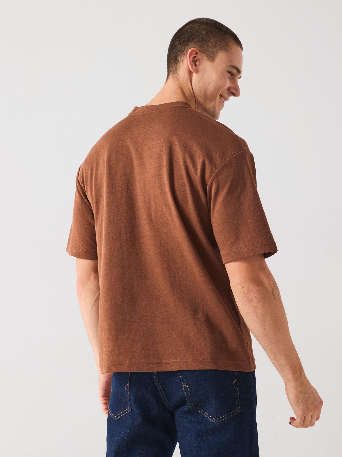 Image 2 of 6 of Selected Homme Loose Fit Oscar Short Sleeve T-Shirt - Brown