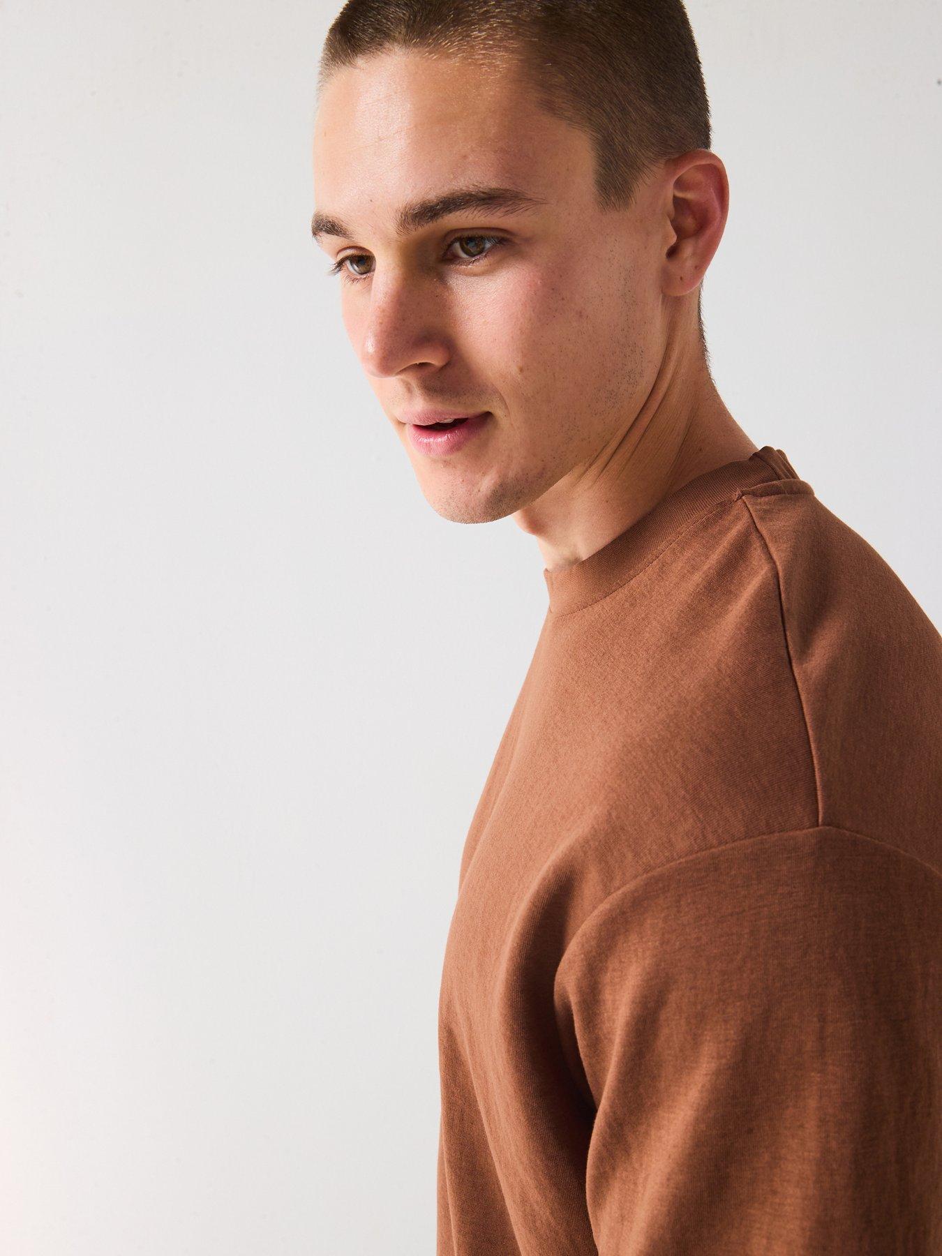 Image 4 of 6 of Selected Homme Loose Fit Oscar Short Sleeve T-Shirt - Brown