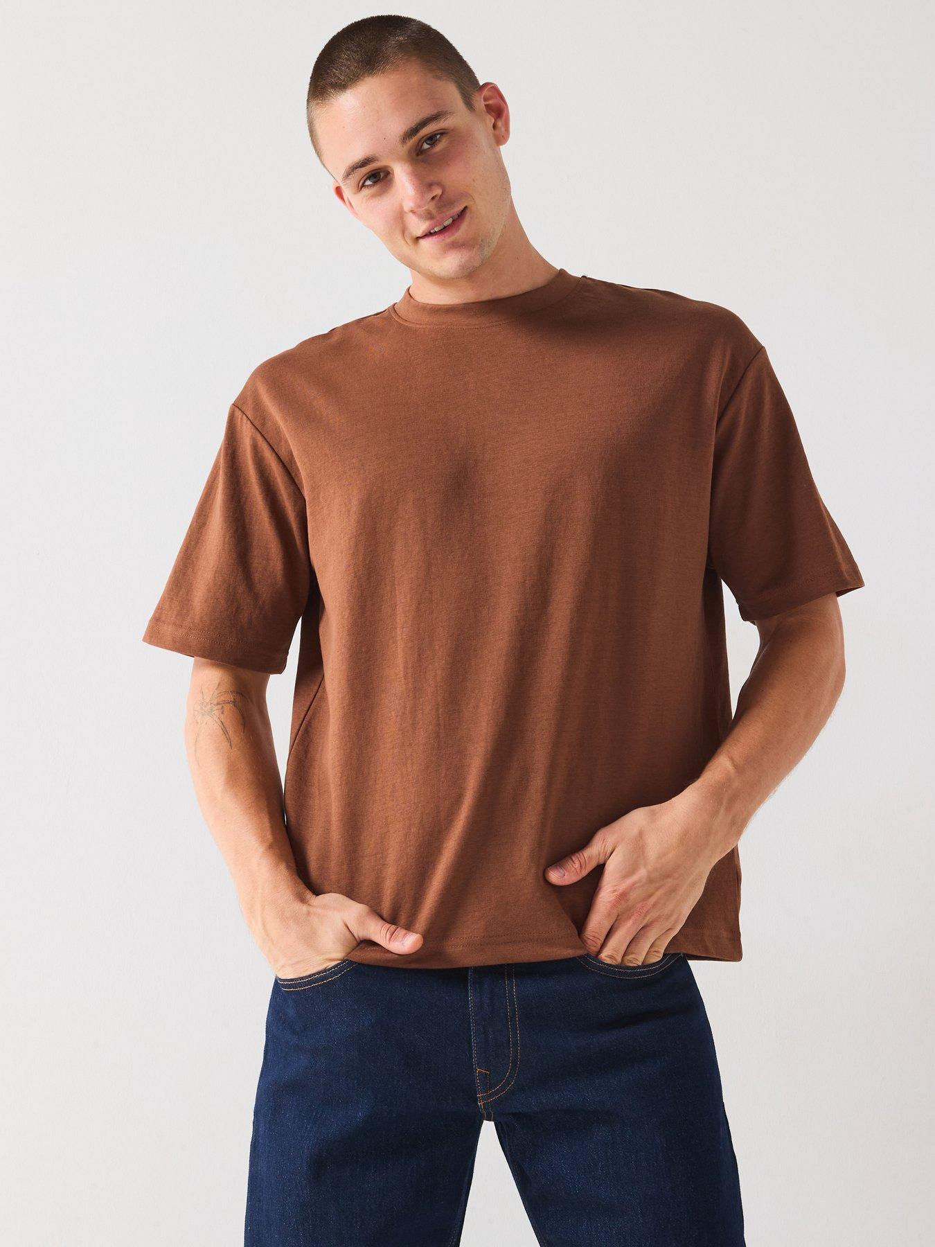 Image 5 of 6 of Selected Homme Loose Fit Oscar Short Sleeve T-Shirt - Brown