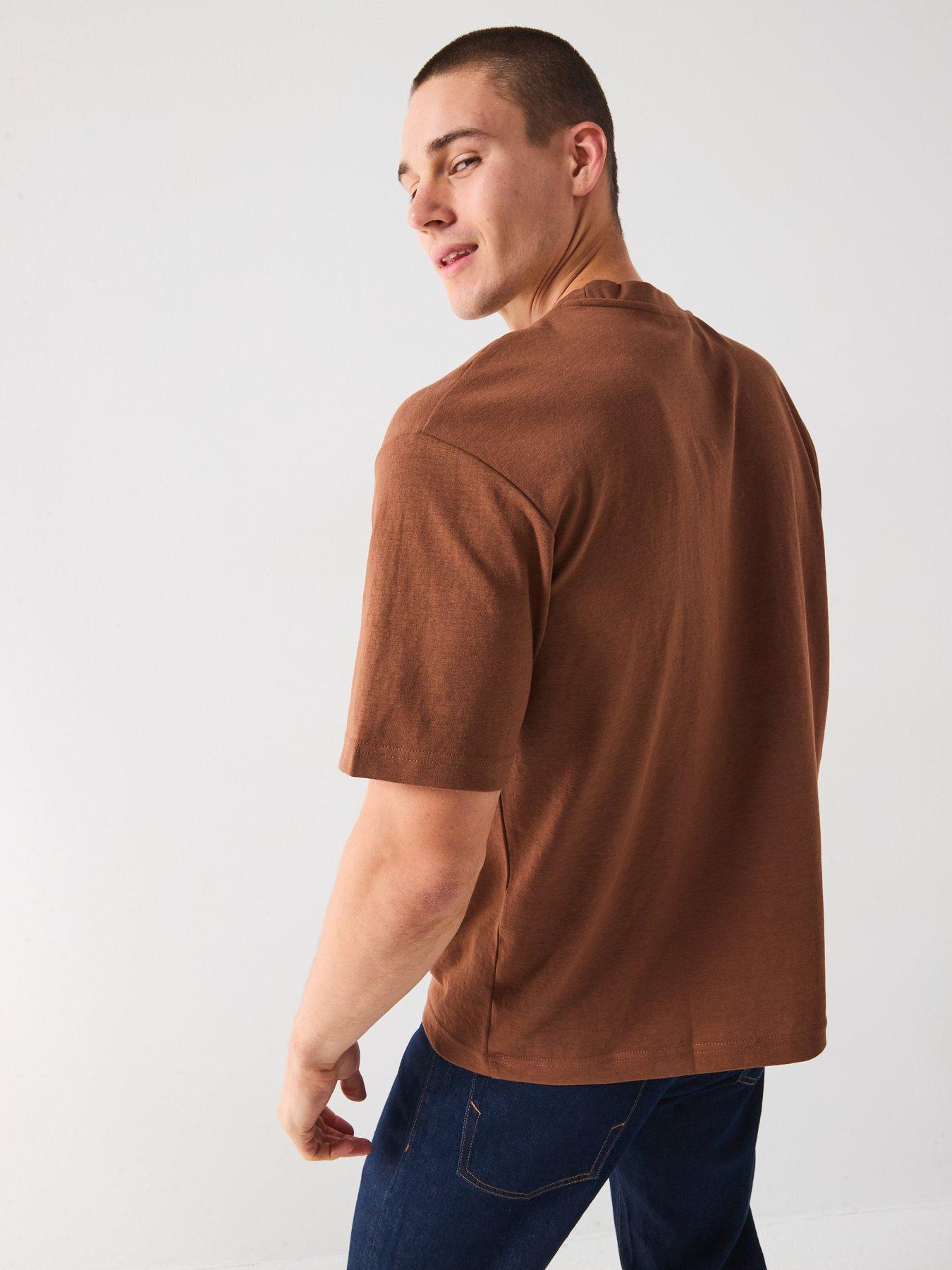 Image 6 of 6 of Selected Homme Loose Fit Oscar Short Sleeve T-Shirt - Brown