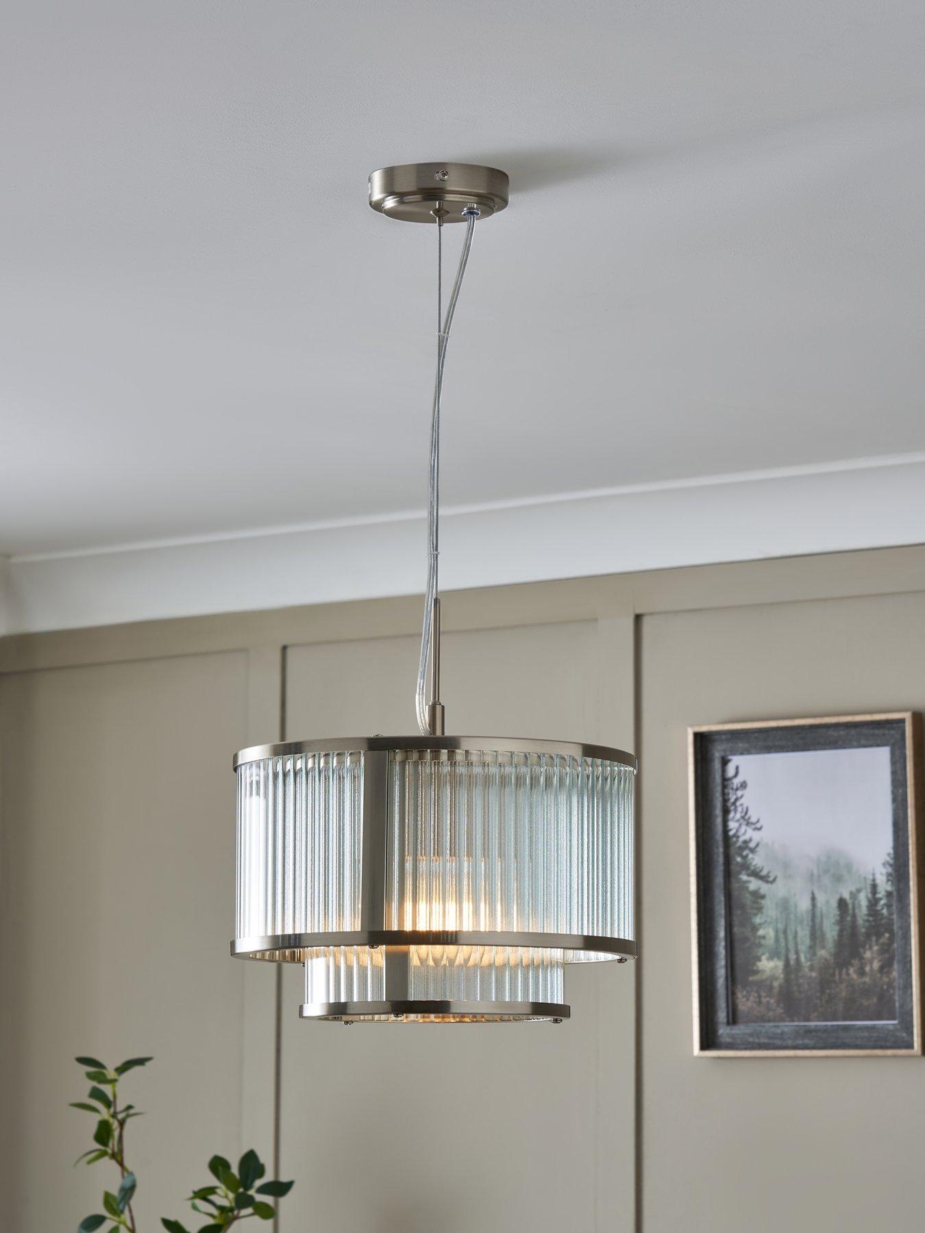 undefined 3 Light Glass 2 Tiered Flush With Metal Trim