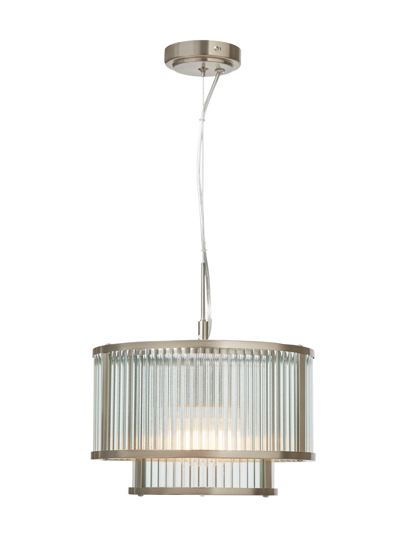 Image 3 of 6 of Very Home 1 Light Glass 2 Tiered Pendant with Metal Trim