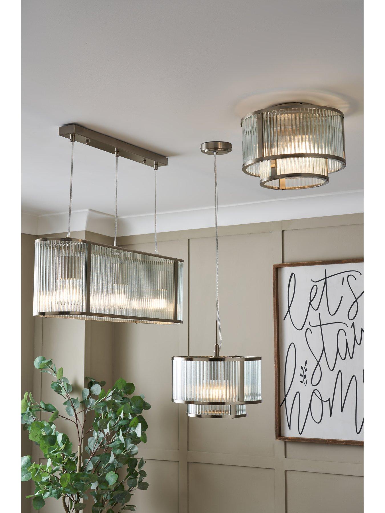 Image 6 of 6 of Very Home 1 Light Glass 2 Tiered Pendant with Metal Trim