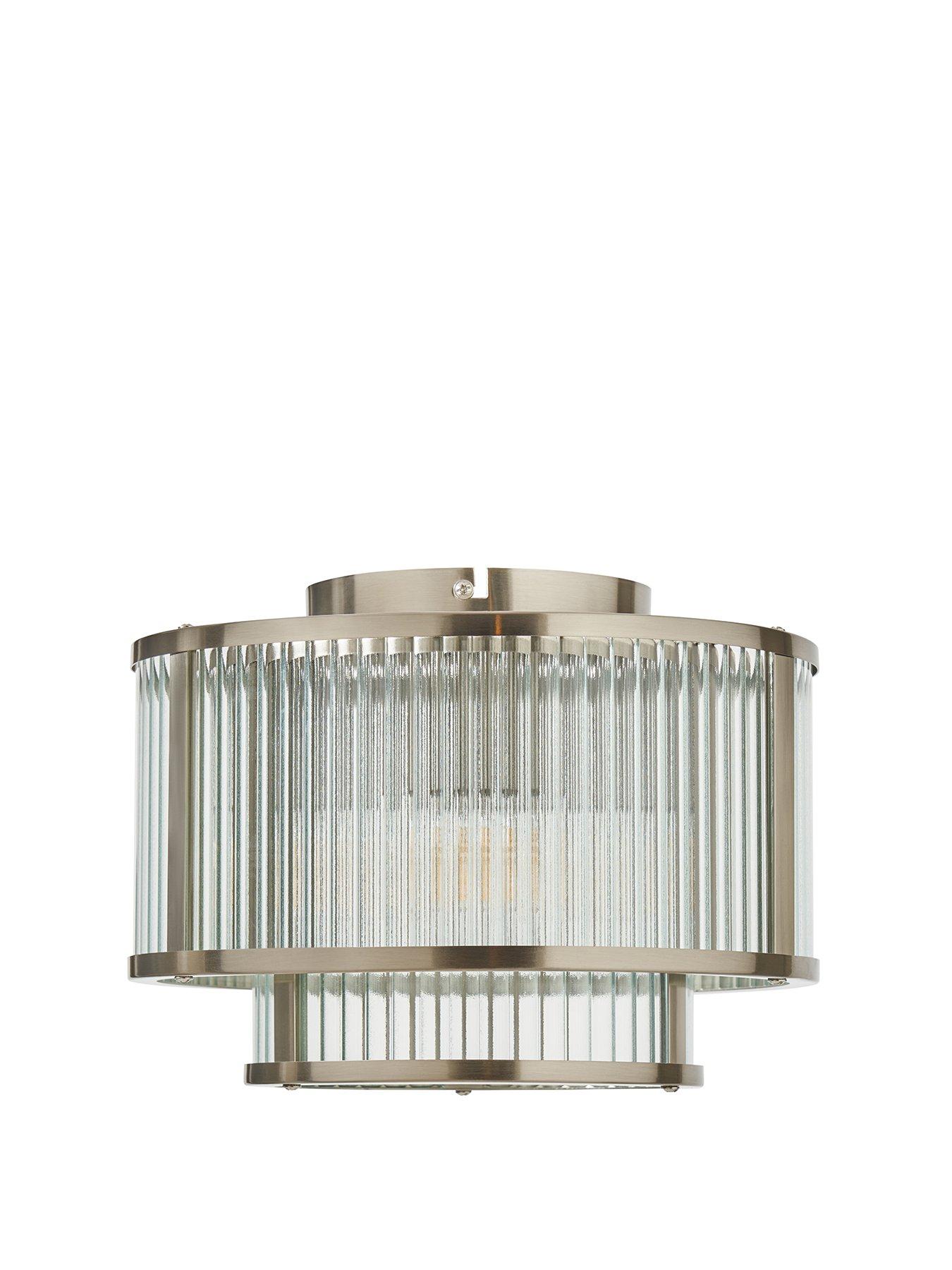 Image 2 of 6 of Very Home 3 Light Glass 2 Tiered Easy Fit with Metal Trim