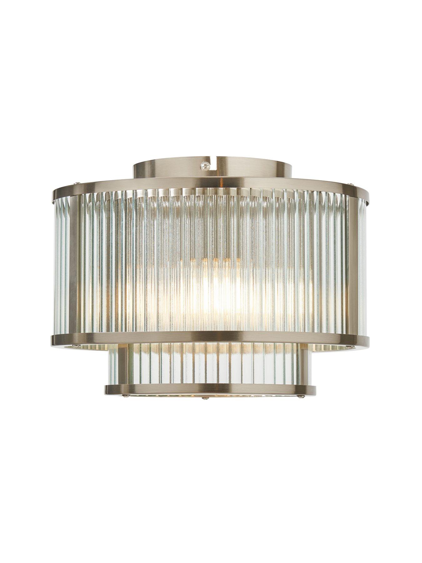 Image 3 of 6 of Very Home 3 Light Glass 2 Tiered Easy Fit with Metal Trim