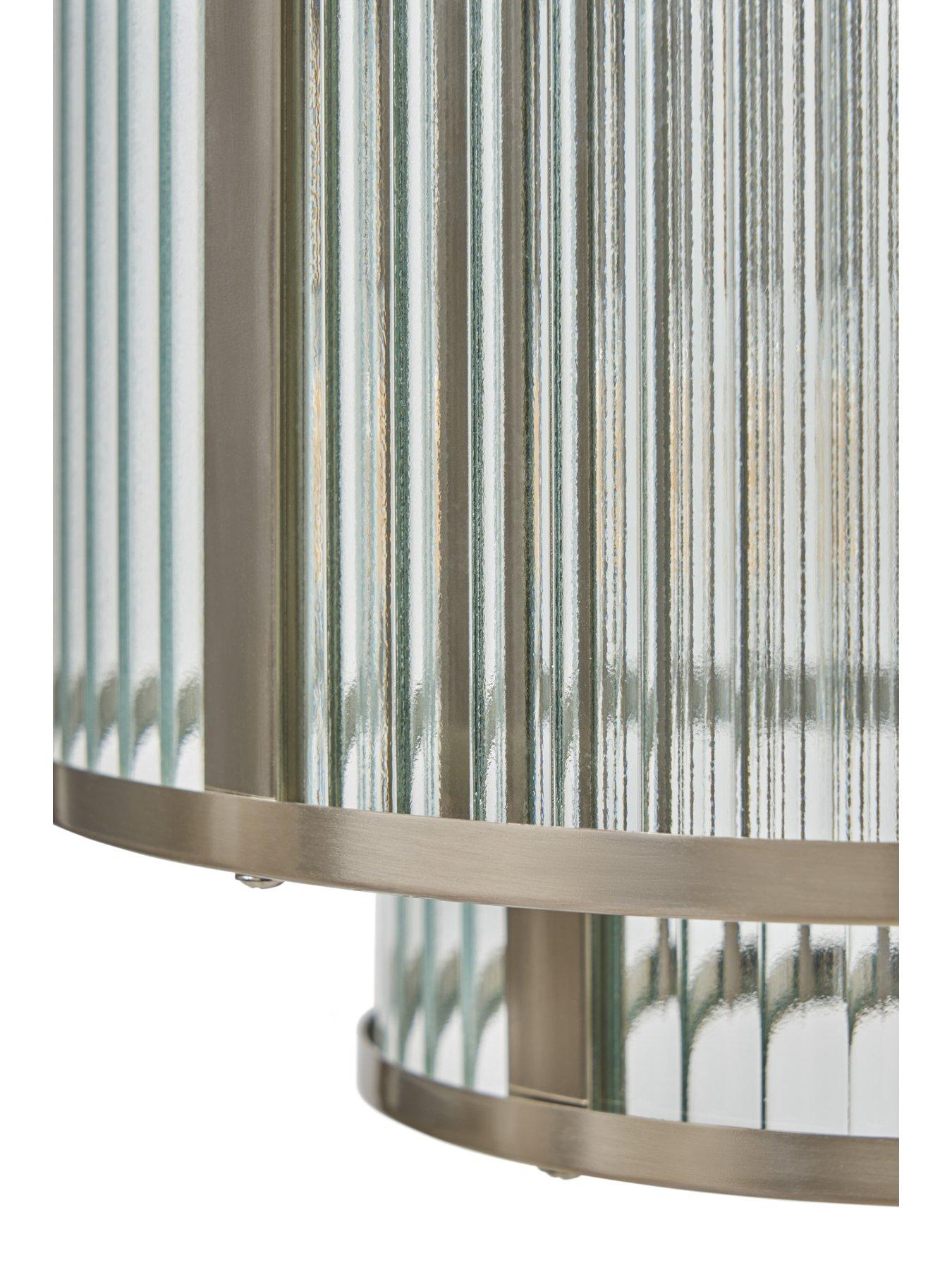 Image 4 of 6 of Very Home 3 Light Glass 2 Tiered Easy Fit with Metal Trim